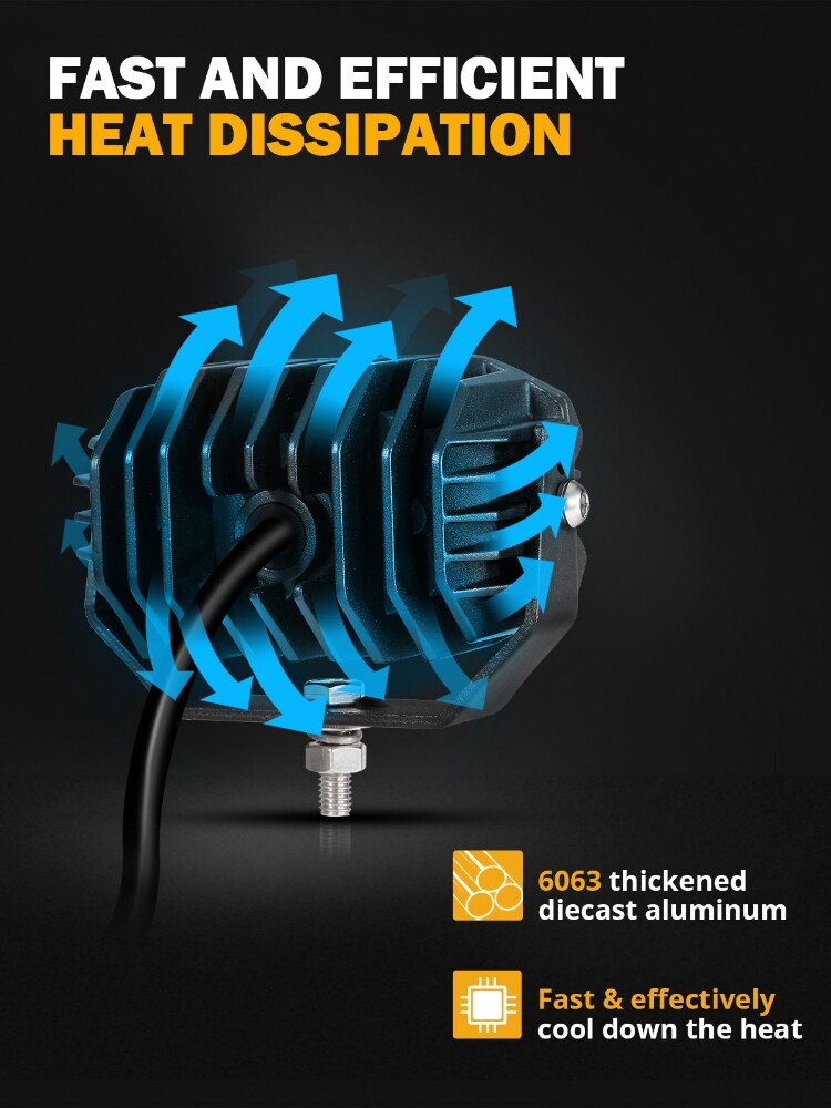 AUXBEAM 4" LED Pods Light Bar Amber Yellow Fog Lamp Offroad Driving Truck ATV