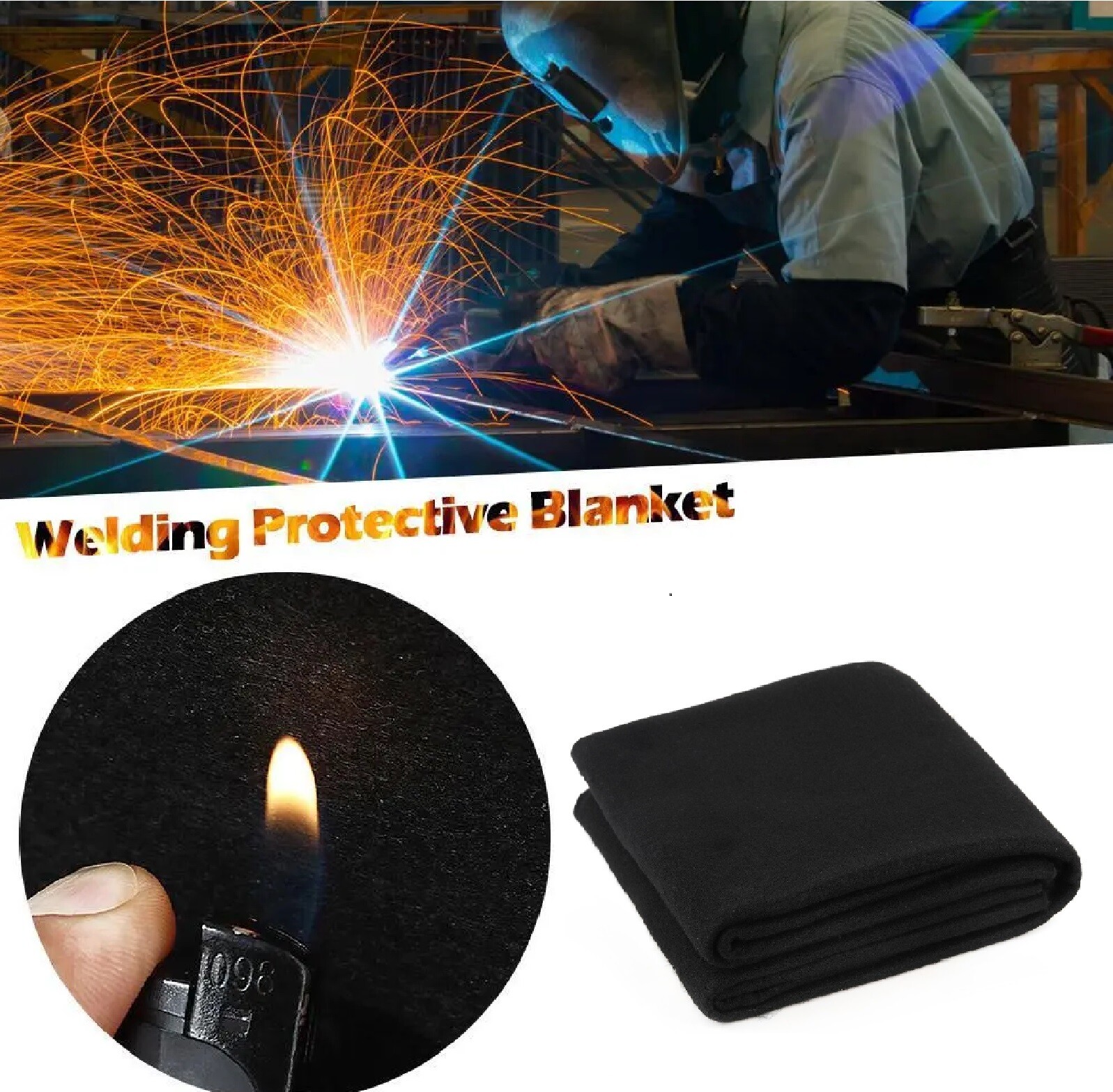 40"x40" Welding Blanket Fireproof Flame Carbon Felt for Welders Retardant Fabric