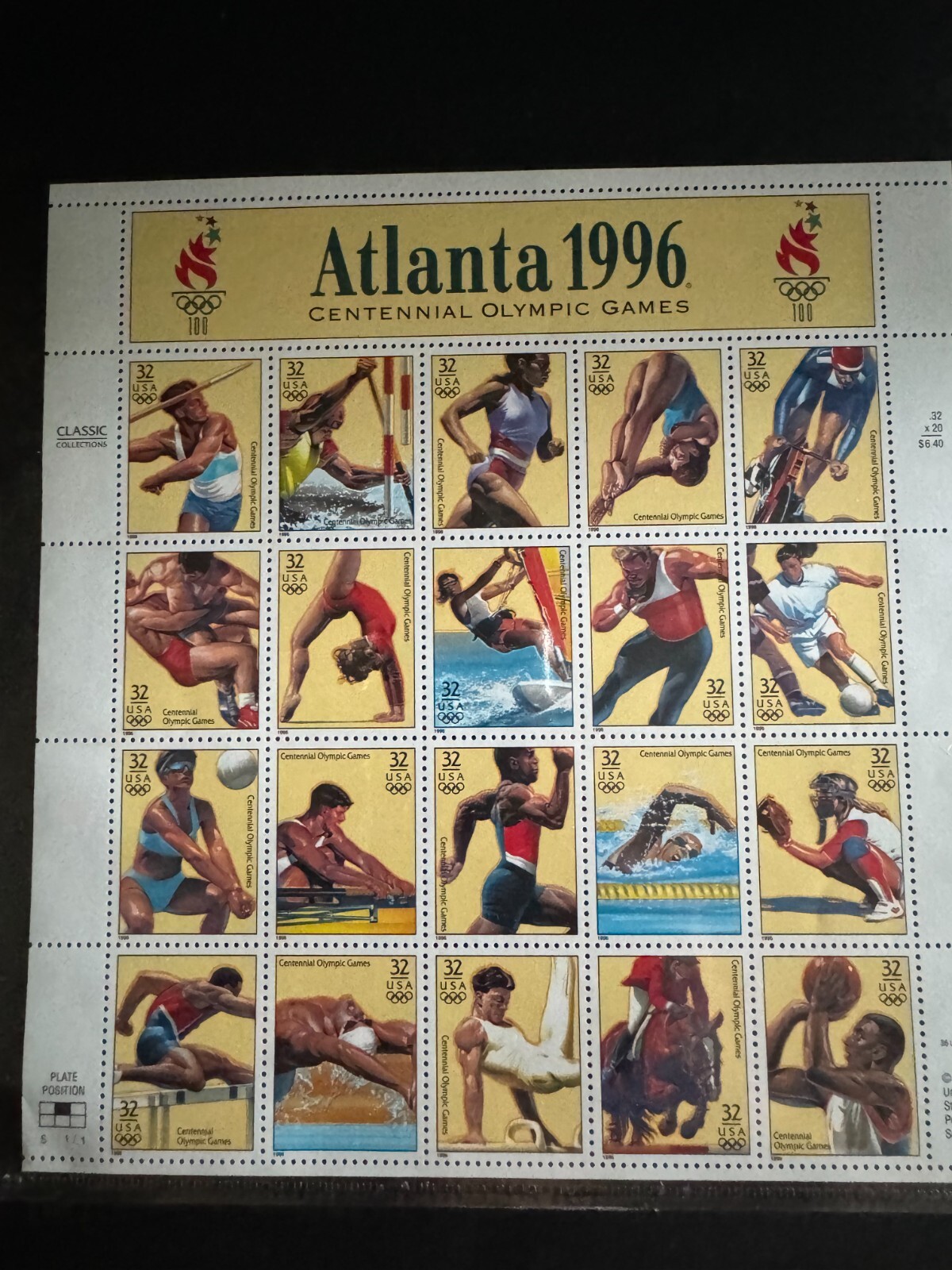 Scott #3068 1996 Atlanta Centennial Olympic Games Sheet of 20 32¢ Stamps M,OG,NH