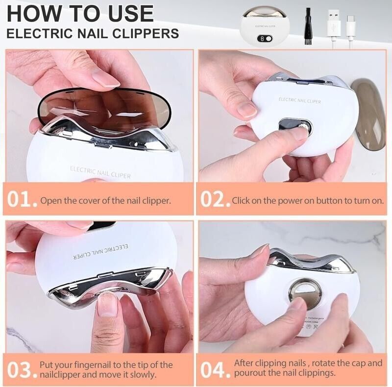 Safety Electric Automatic Nail Clippers Toe Thick Nails Cutter Pedicure White