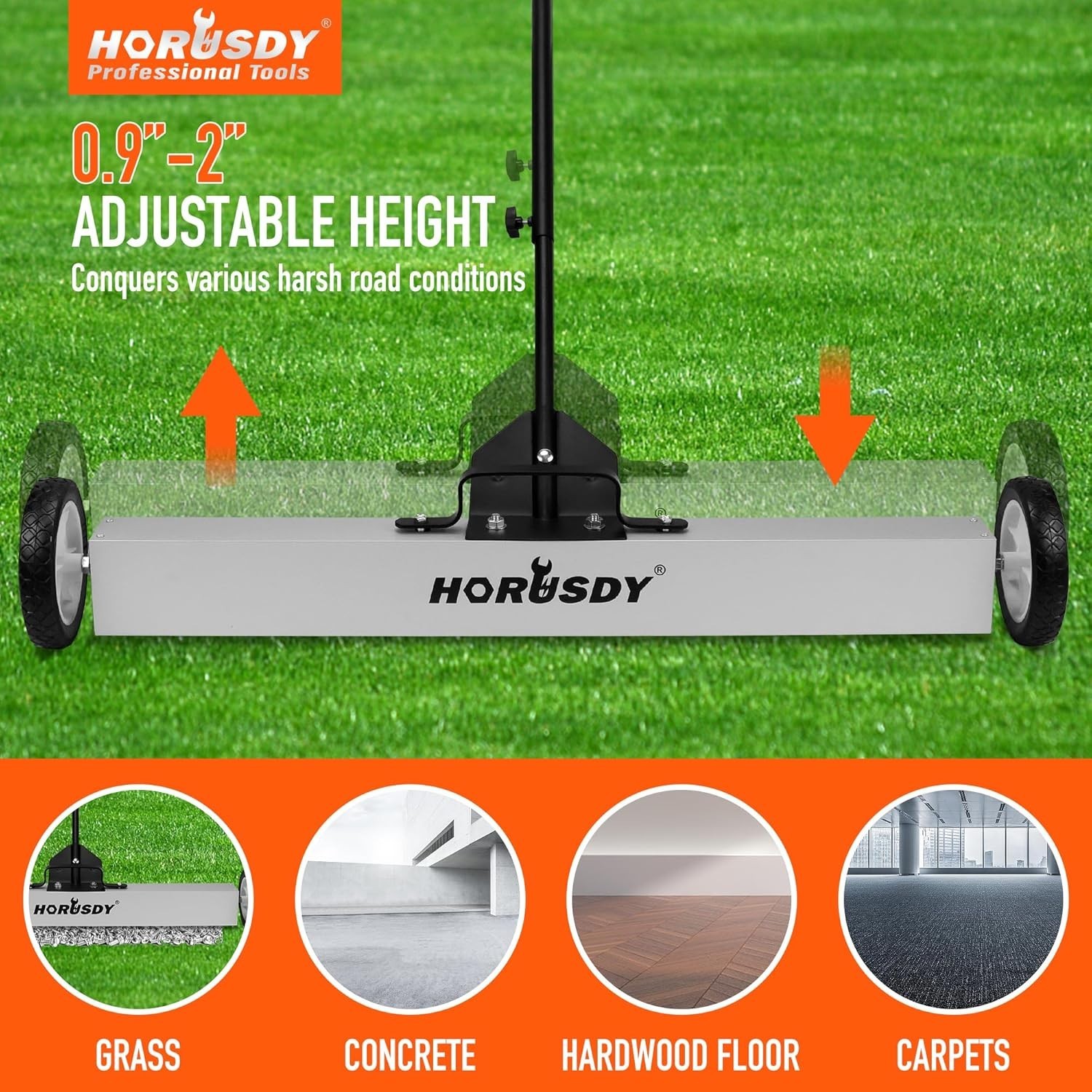 36-Inch Rolling Magnetic Sweeper with Wheels 40-Inch Telescoping Magnetic Pick