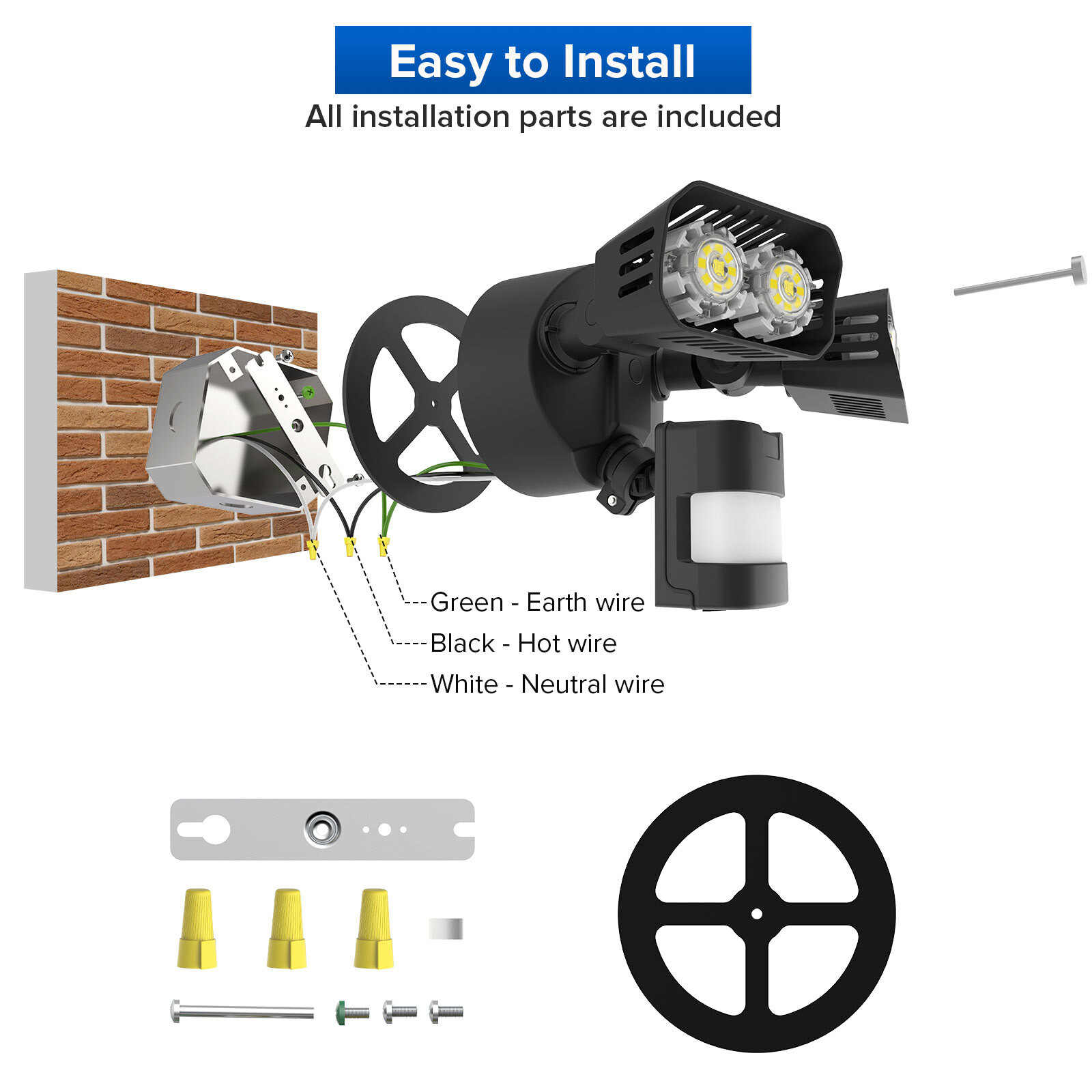 SANSI LED Motion Sensor Security Light 1800LM 18W Outdoor Wall Lamp Waterproof