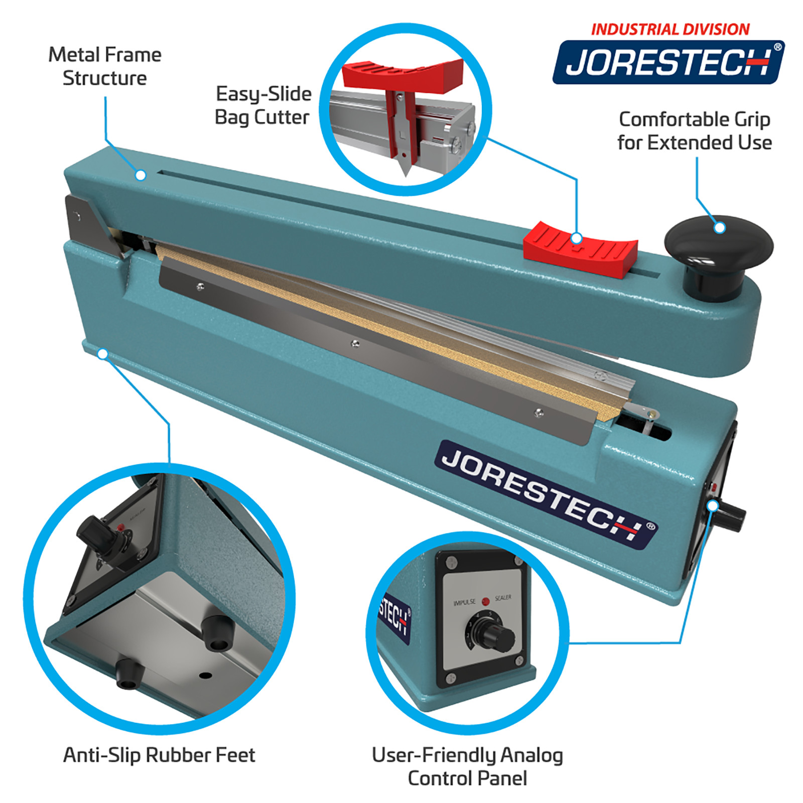 8" Tabletop Impulse Poly Tubing Sealer with Cutter Jorestech