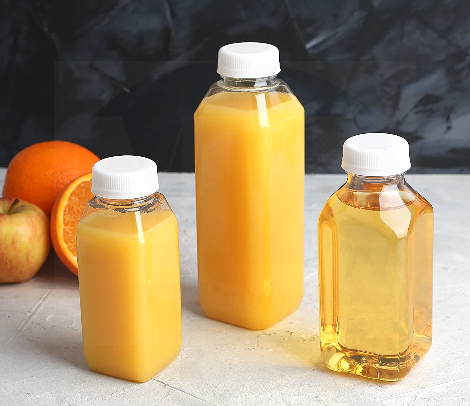 MT Products Plastic Juice Bottles with Caps 8 oz - Set of 12 Bottles and 12 Caps