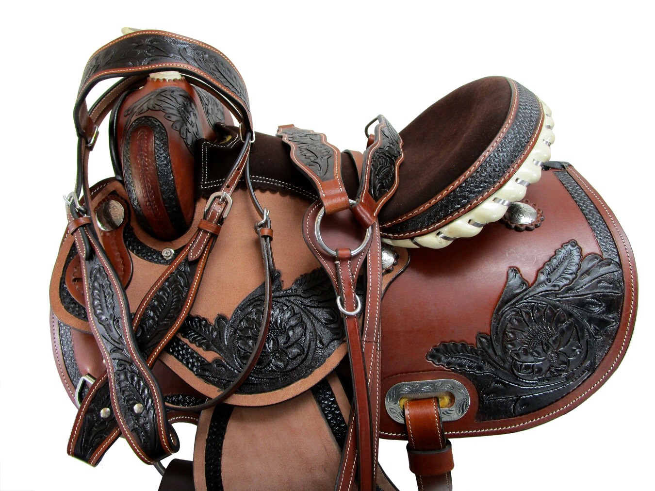 GAITED HORSE WESTERN SADDLE 16 15 PLEASURE TRAIL FLORAL TOOLED LEATHER TACK SET