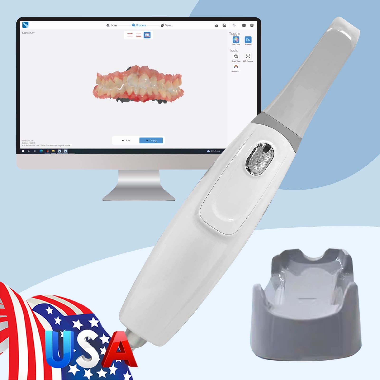 Dental Intra-oral Scanner 3D Real-time Display Software GreatLife w/Scanning SW