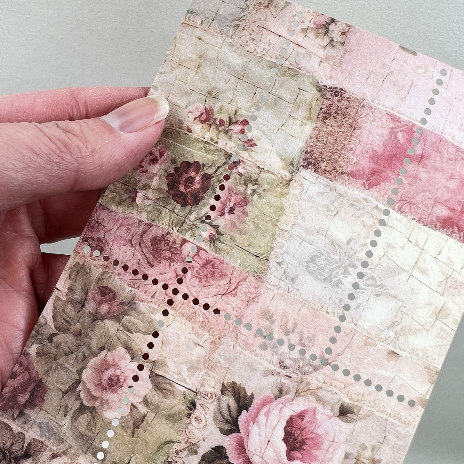 Vintage Style Pink Rose Perforated Paper Sheets Junk Journal Collage Scrapbook