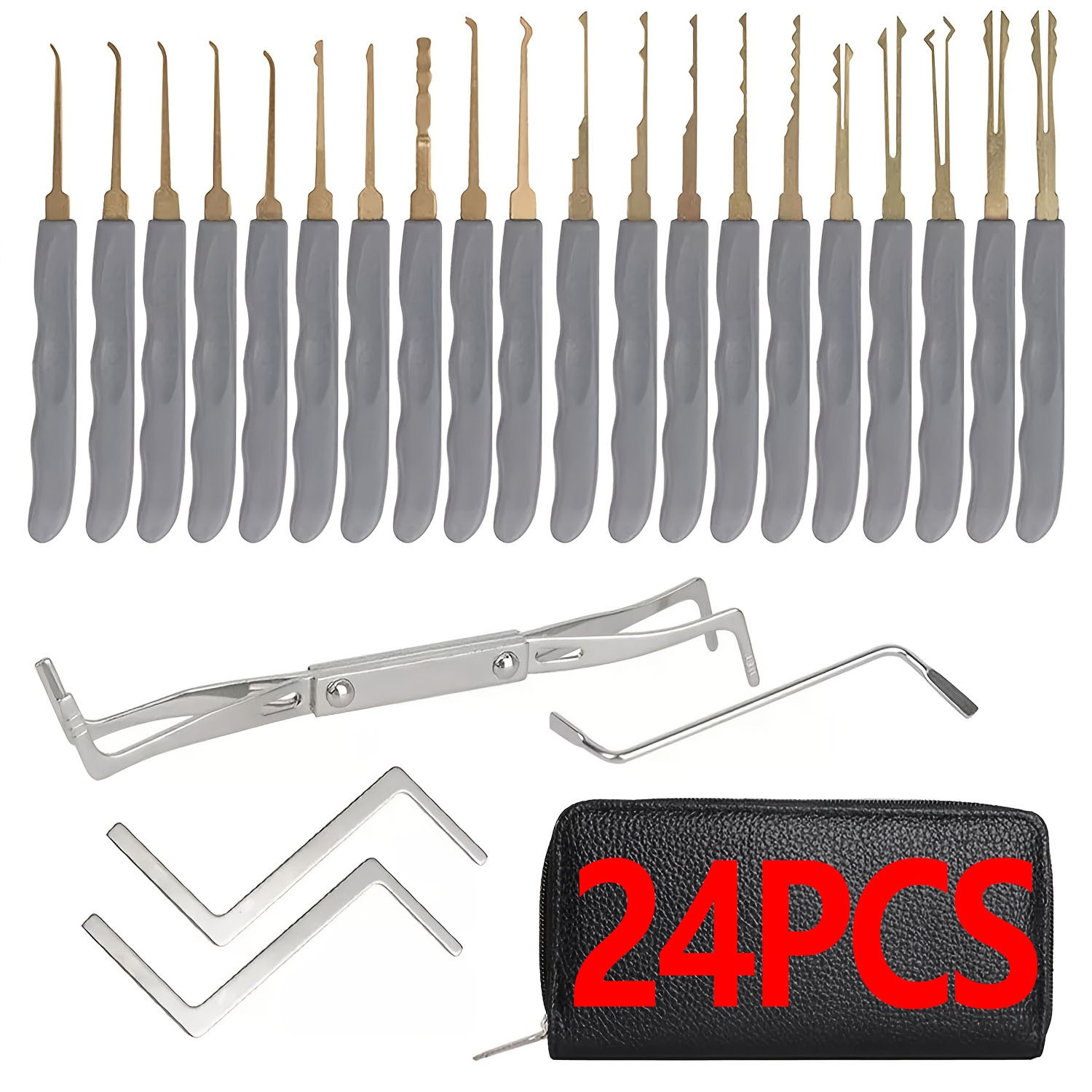 24PCS Broken Key Extractor Kit Lock Removal Tool Set Hooks Needles for Locksmi X