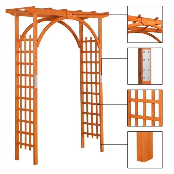 7ft Wooden Garden Arbor Arches Trellis for Wedding Party Climbing Plant Outdoor