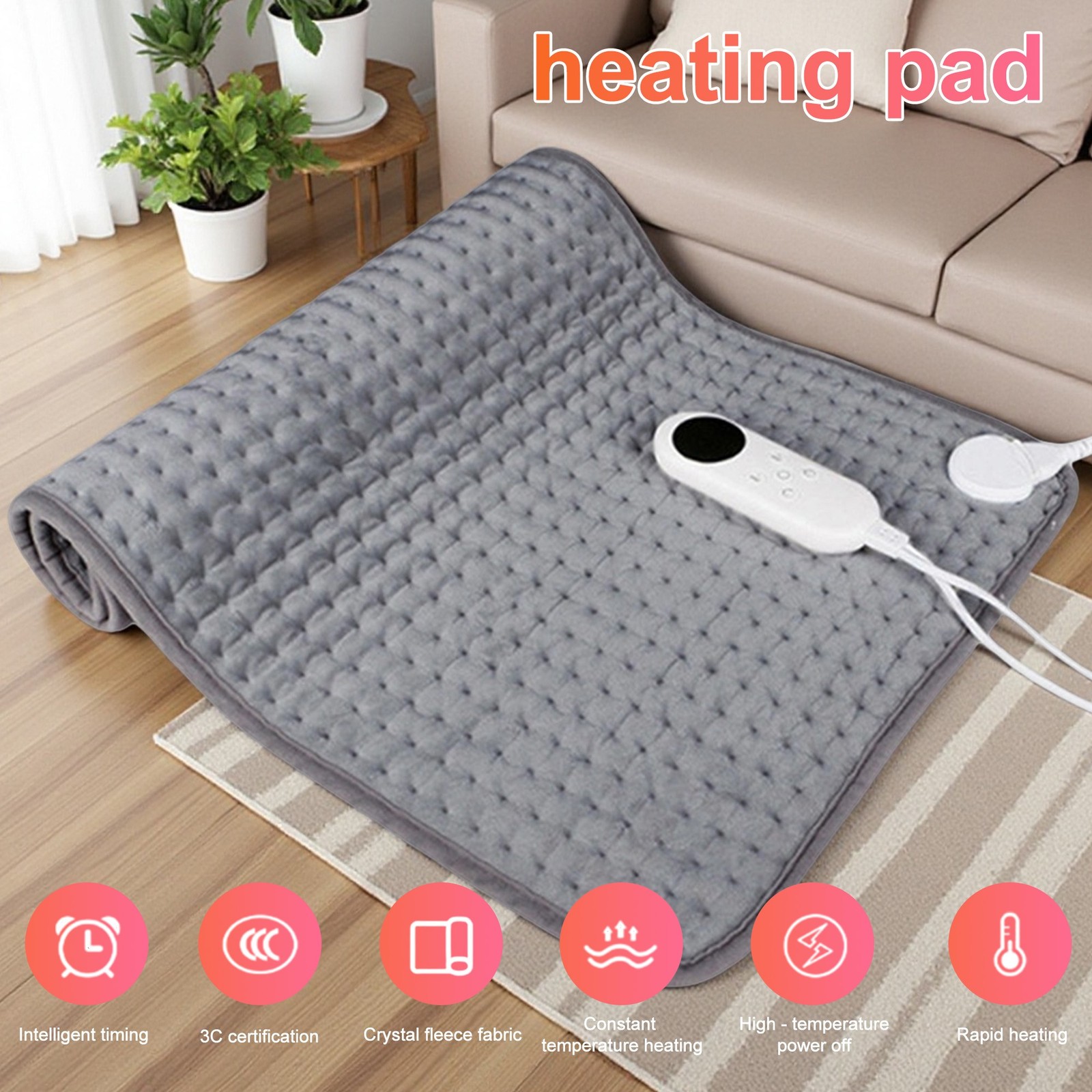 6 Levels Electric Heating Pad For Back Pain Cramps Relief Auto Shut Off 12x24”