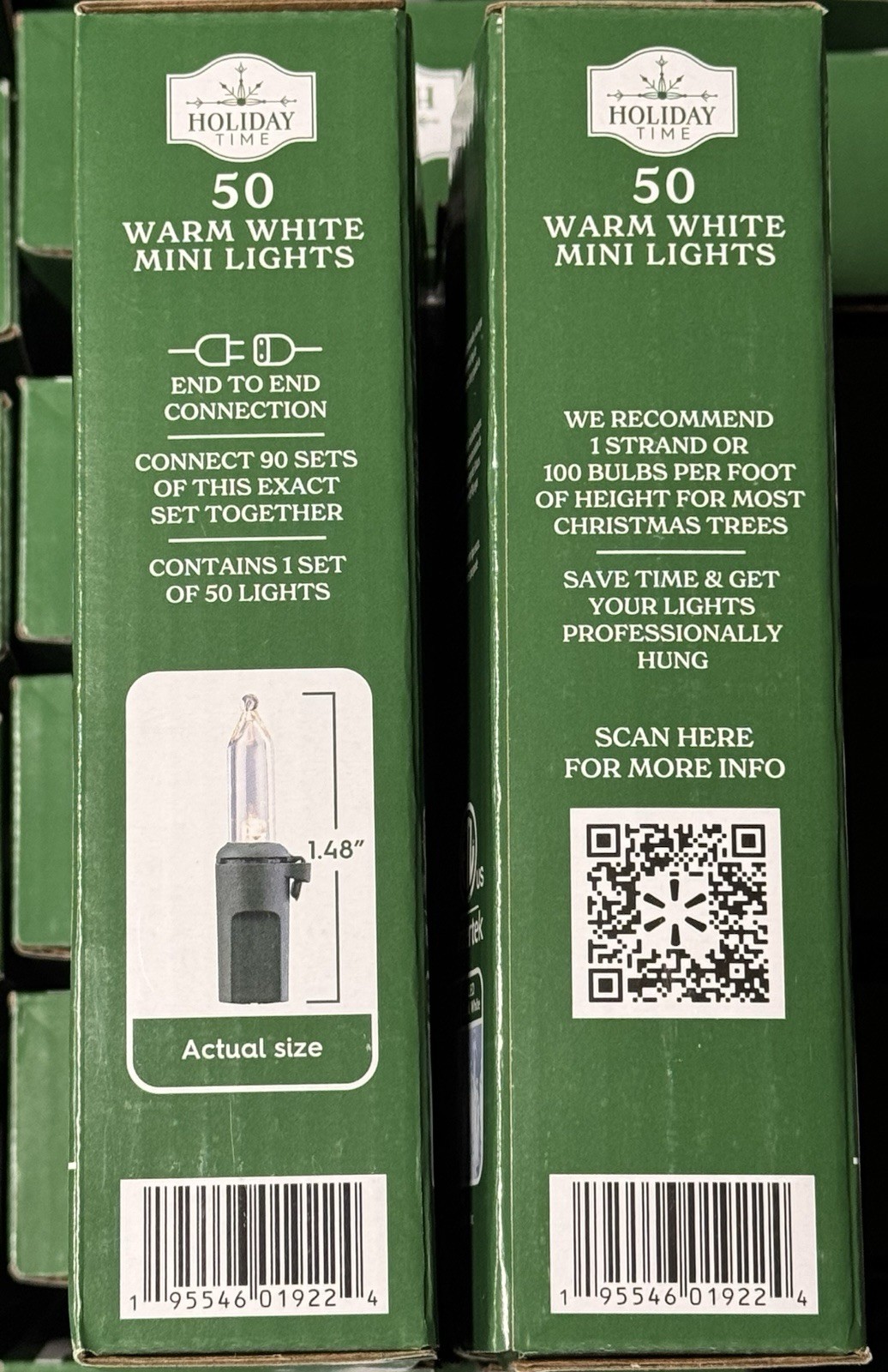 (2) NEW Holiday Time 50ct WARM WHITE Led Lights GREEN Wire 100 Total