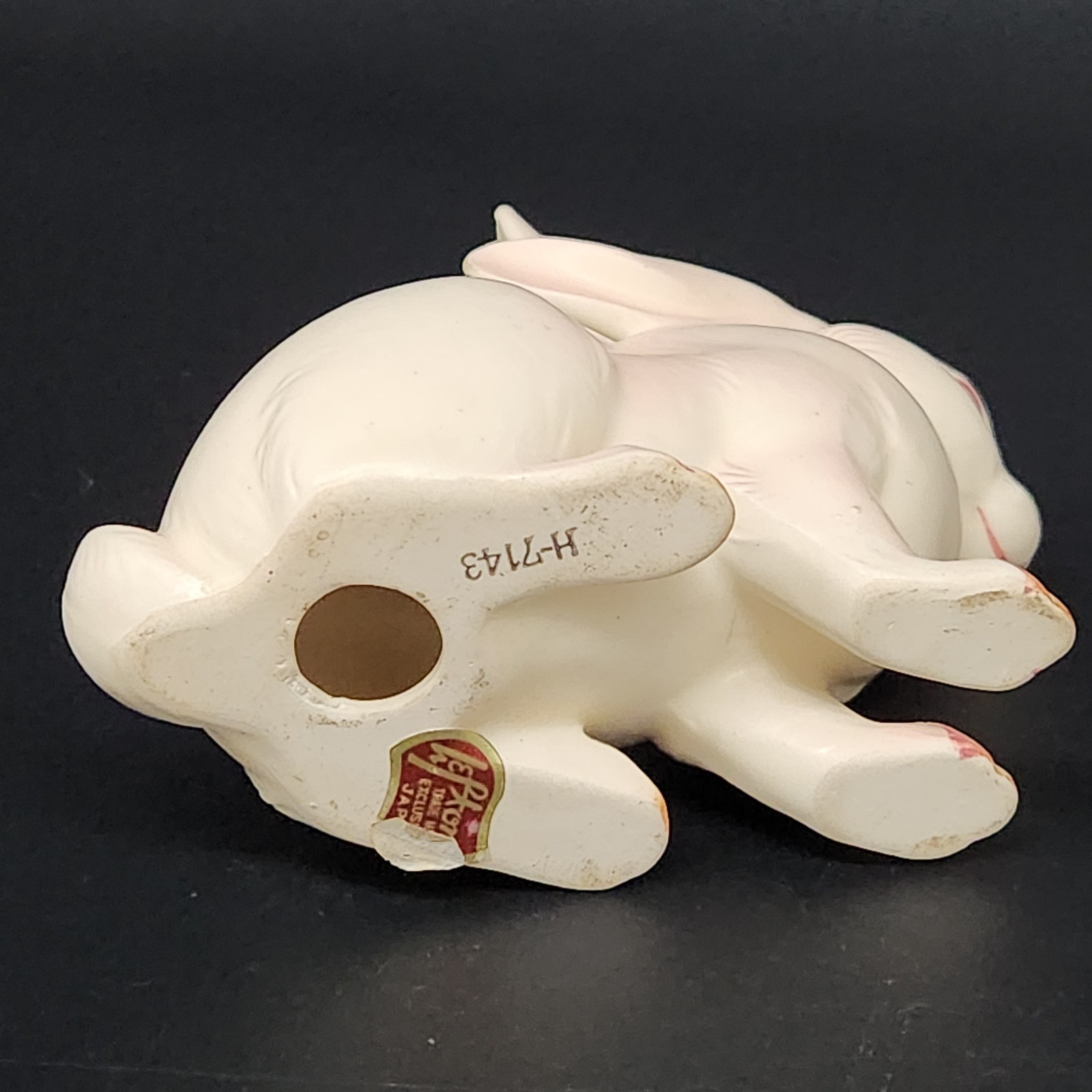 Set Of 3 Vtg Ceramic Lefton White Bunnies Rabbits H7143 & H880 Pink Eyes Easter