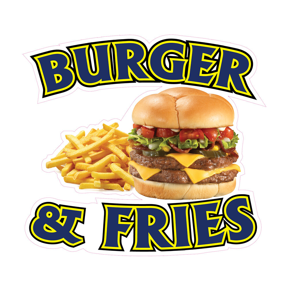Food Truck Decals Burger & Fries Style A Restaurant & Food Concession Sign Brown
