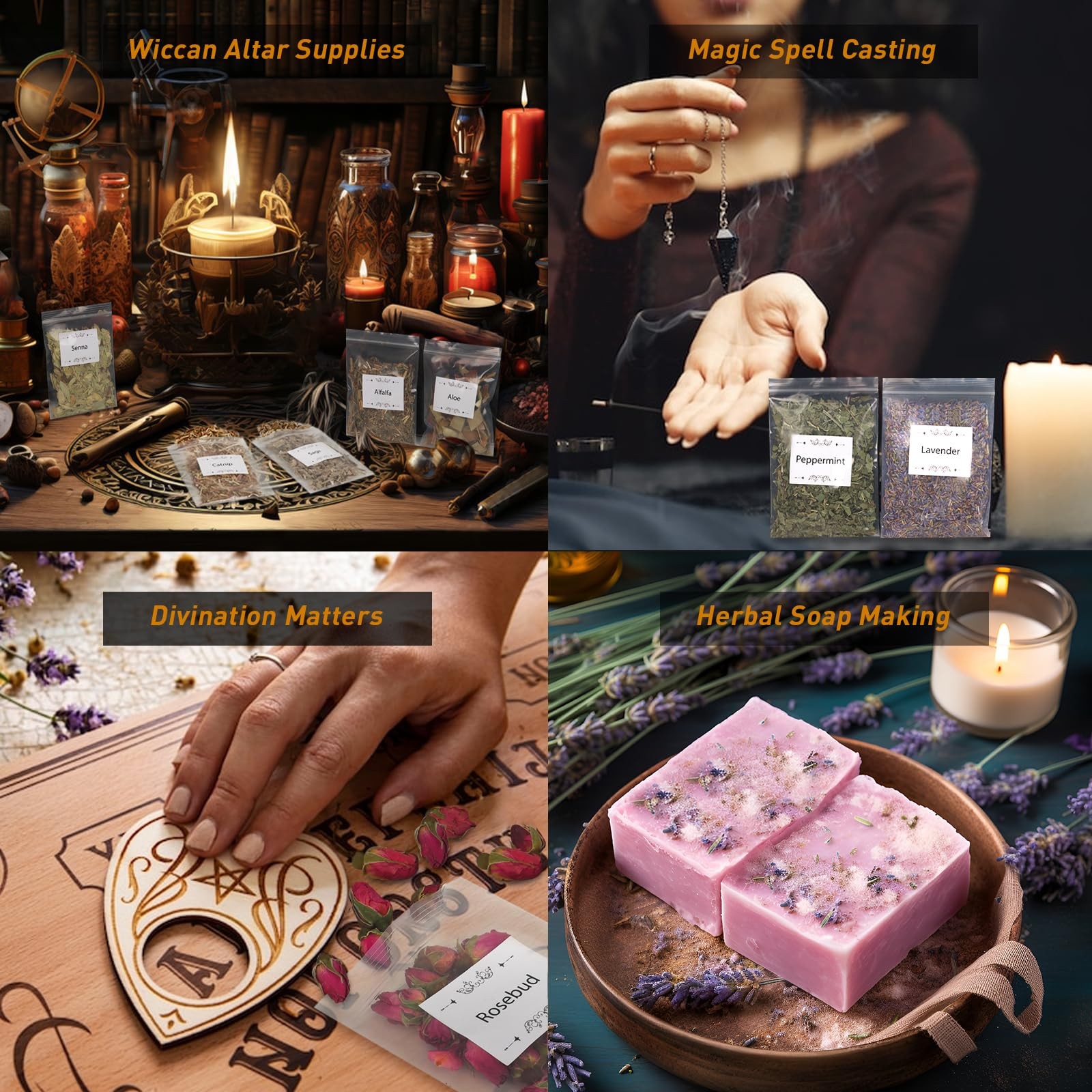 35Pcs Dried Herbs for Witchcraft Supplies, Herb Kit Witch...