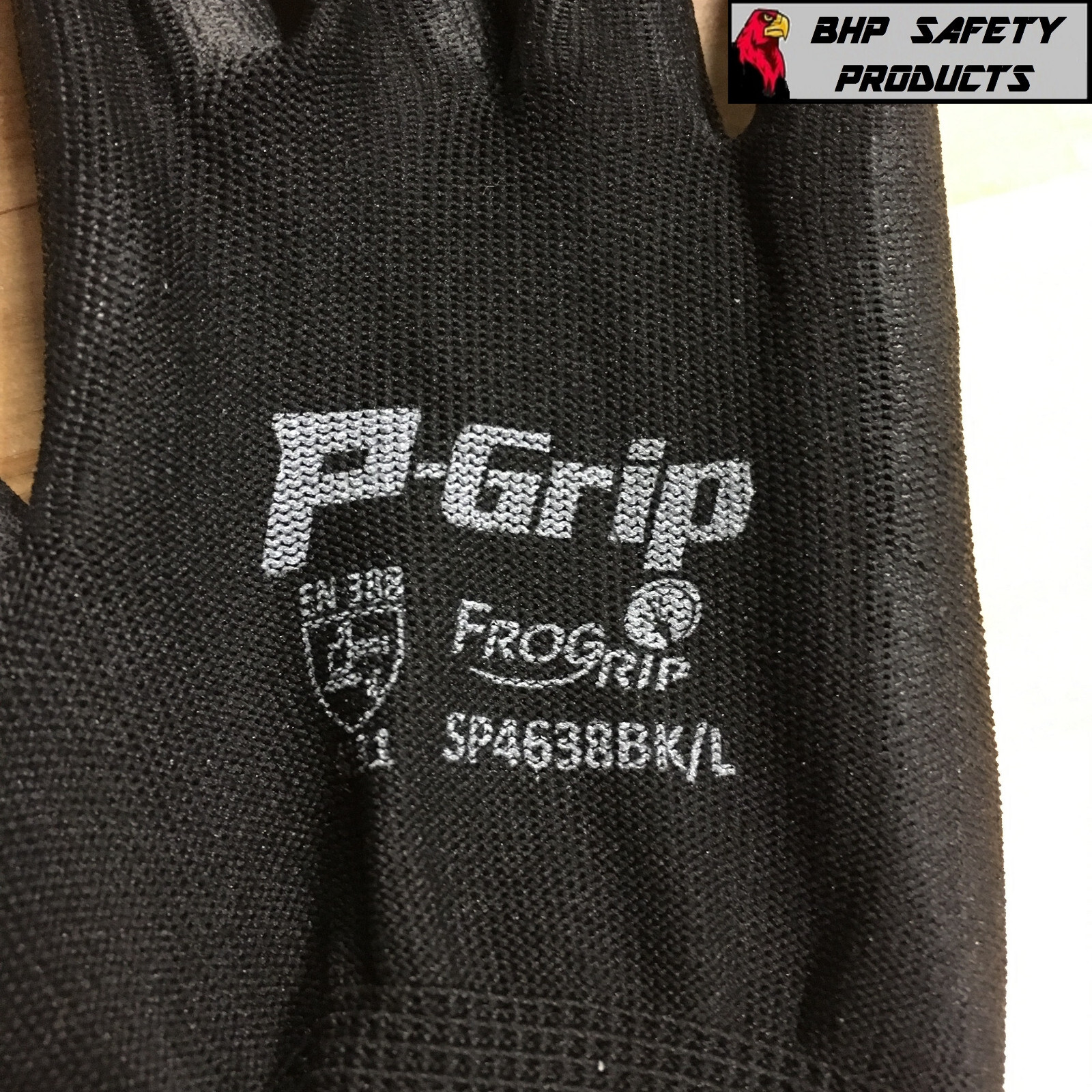 LIBERTY P-GRIP WORK GLOVES BLACK PU POLYURETHANE COATED PALM SP4638BK (12 PAIR)