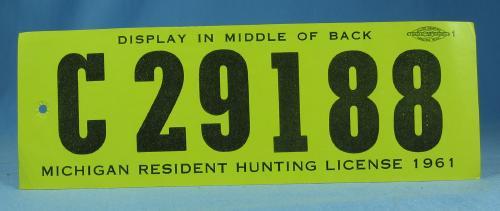 Vintage 1961 Michigan Resident HUNTING LICENSE ~ Sporting MINT