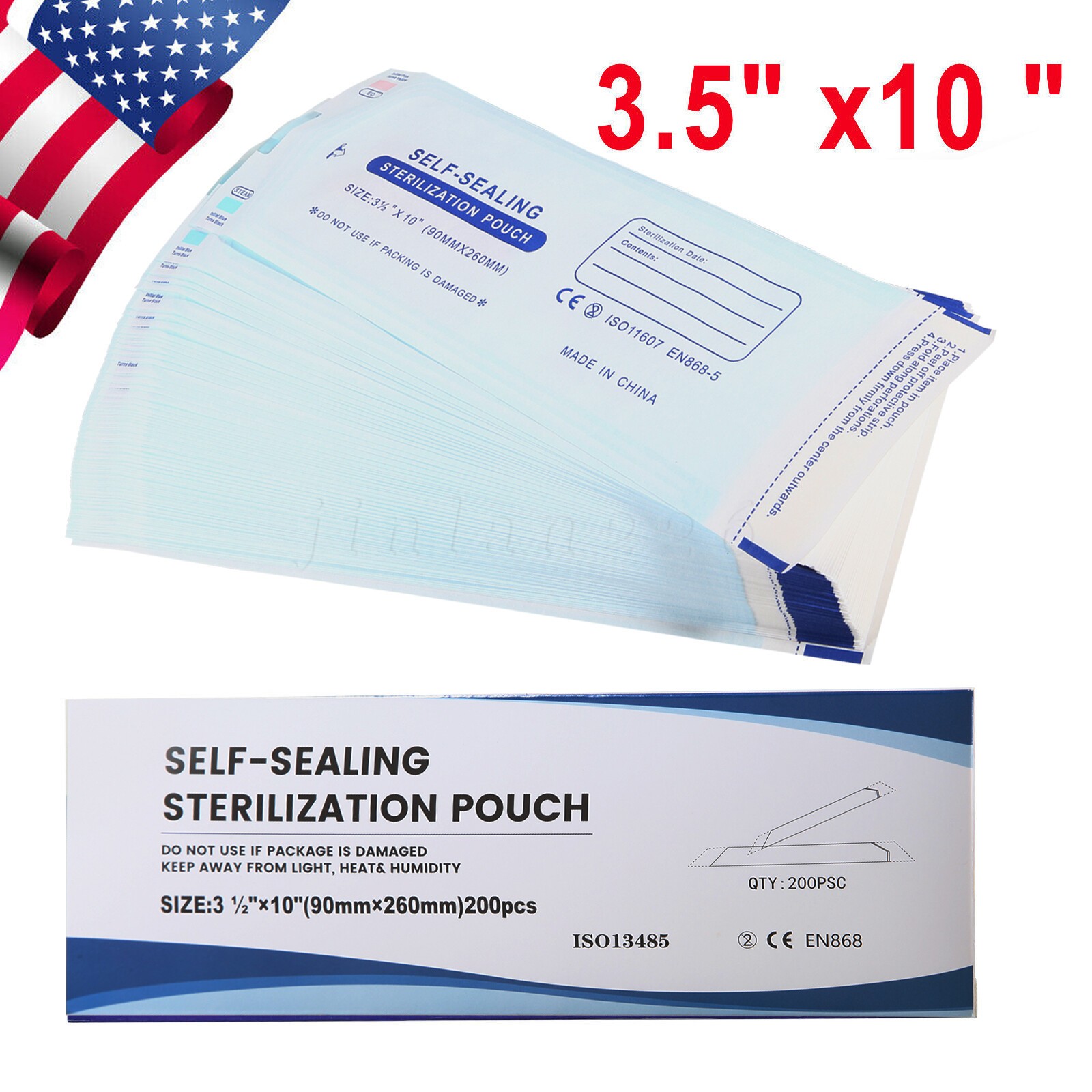 200 Self Sealing Sterilization Pouches Autoclave Pouch,Disposable Sterilizer Bag