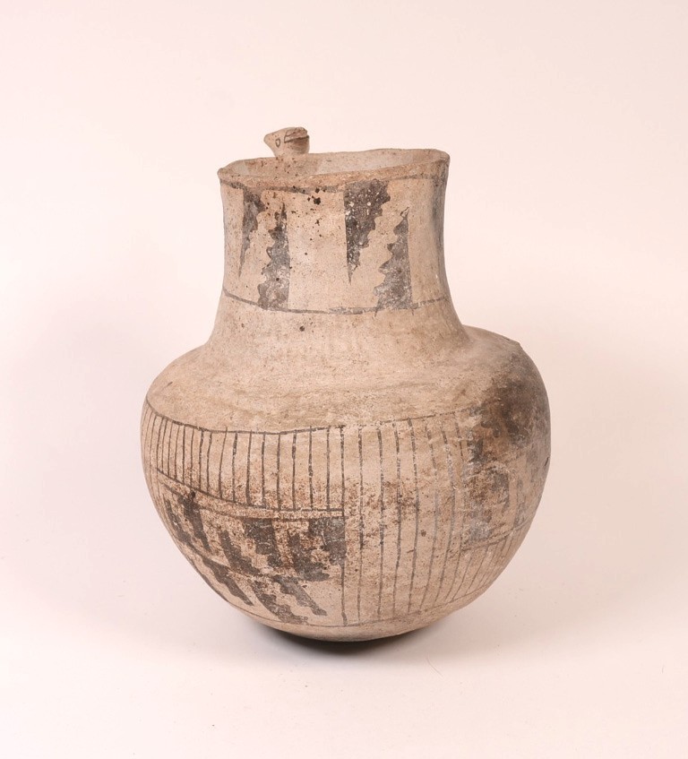 Prehistoric Anasazi Pottery Pitcher with Dog Figure Handle