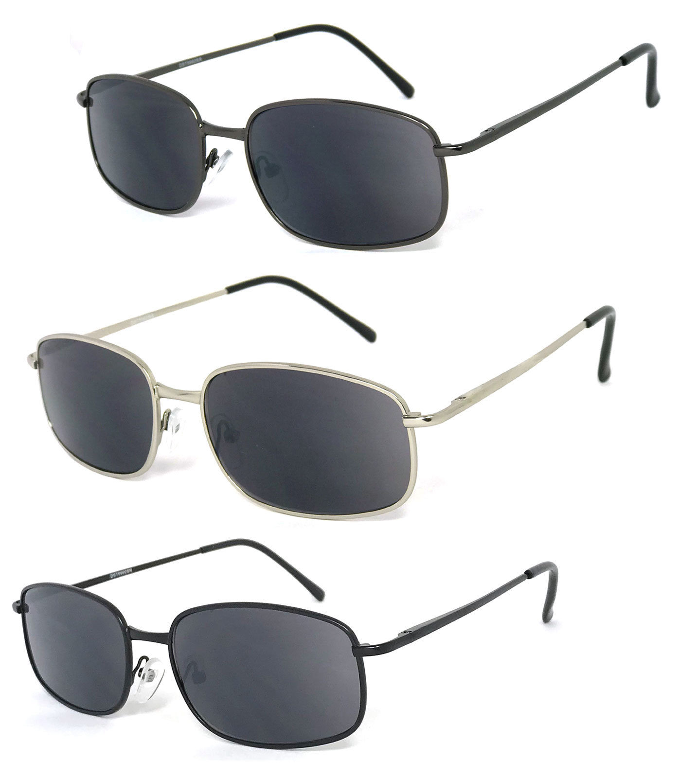 Mens Full Lenses Metal Frame Magnified Tinted Sun Reader Reading Sunglasses