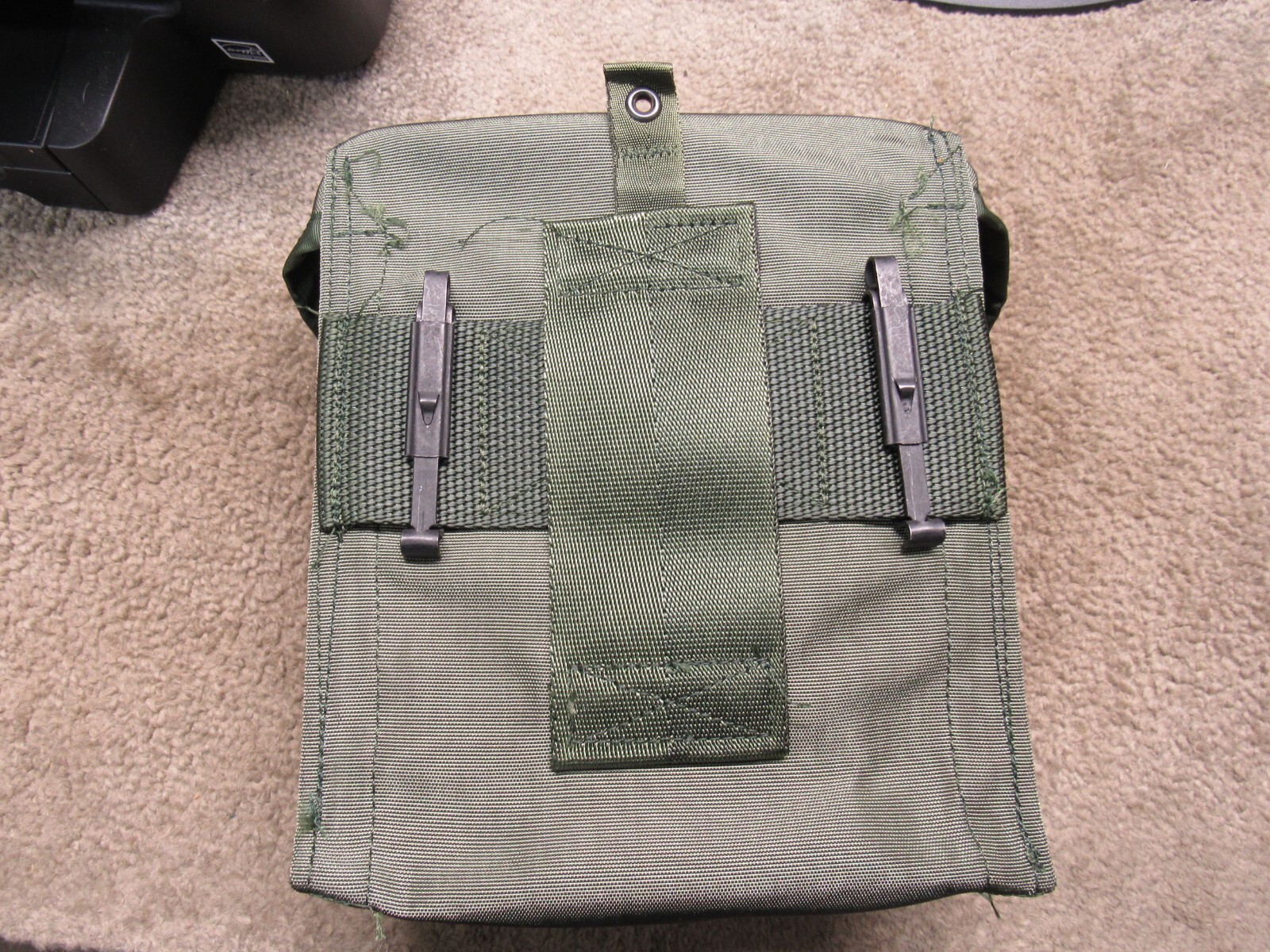US Gunner Pouch Case w/ Alice Clips Old School OD Nylon 200 rd New Old Stock