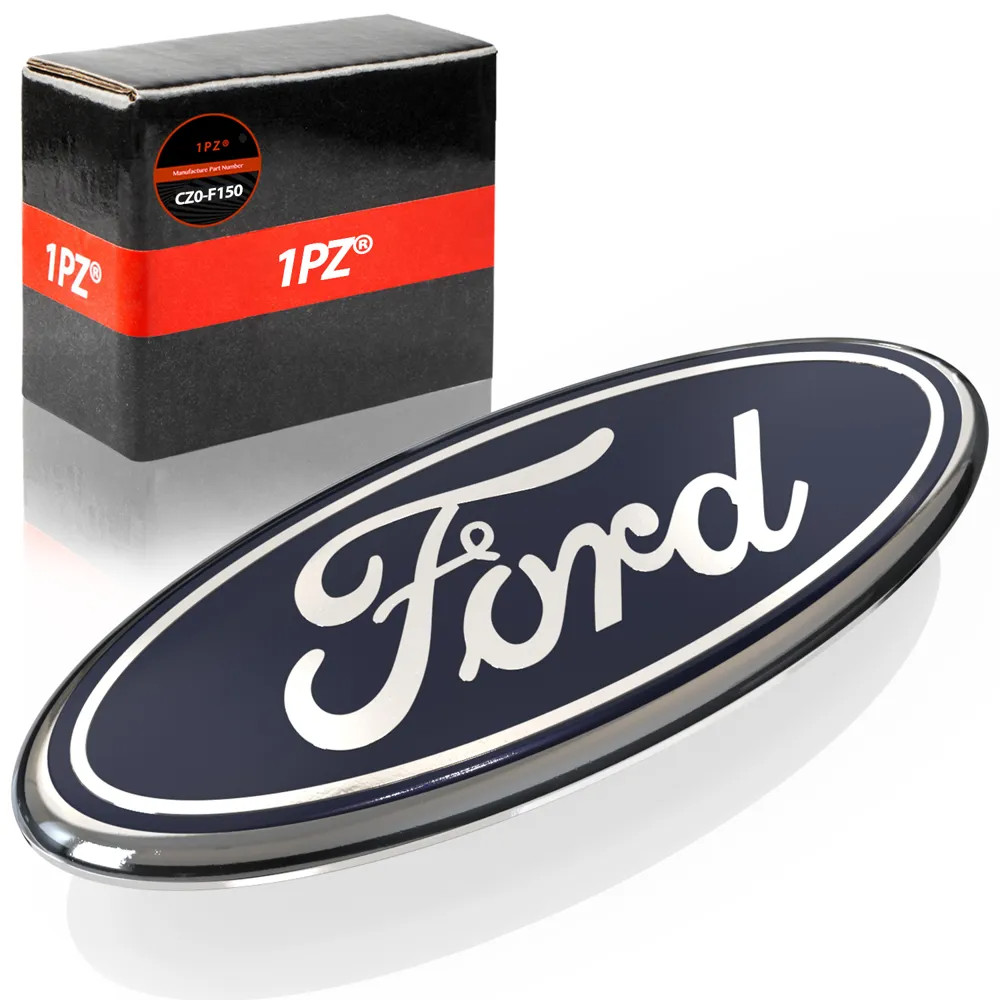 Blue & Chrome 2005-2014 Ford F150 Front Grille Tailgate 9 Inch Wide Oval Emblem