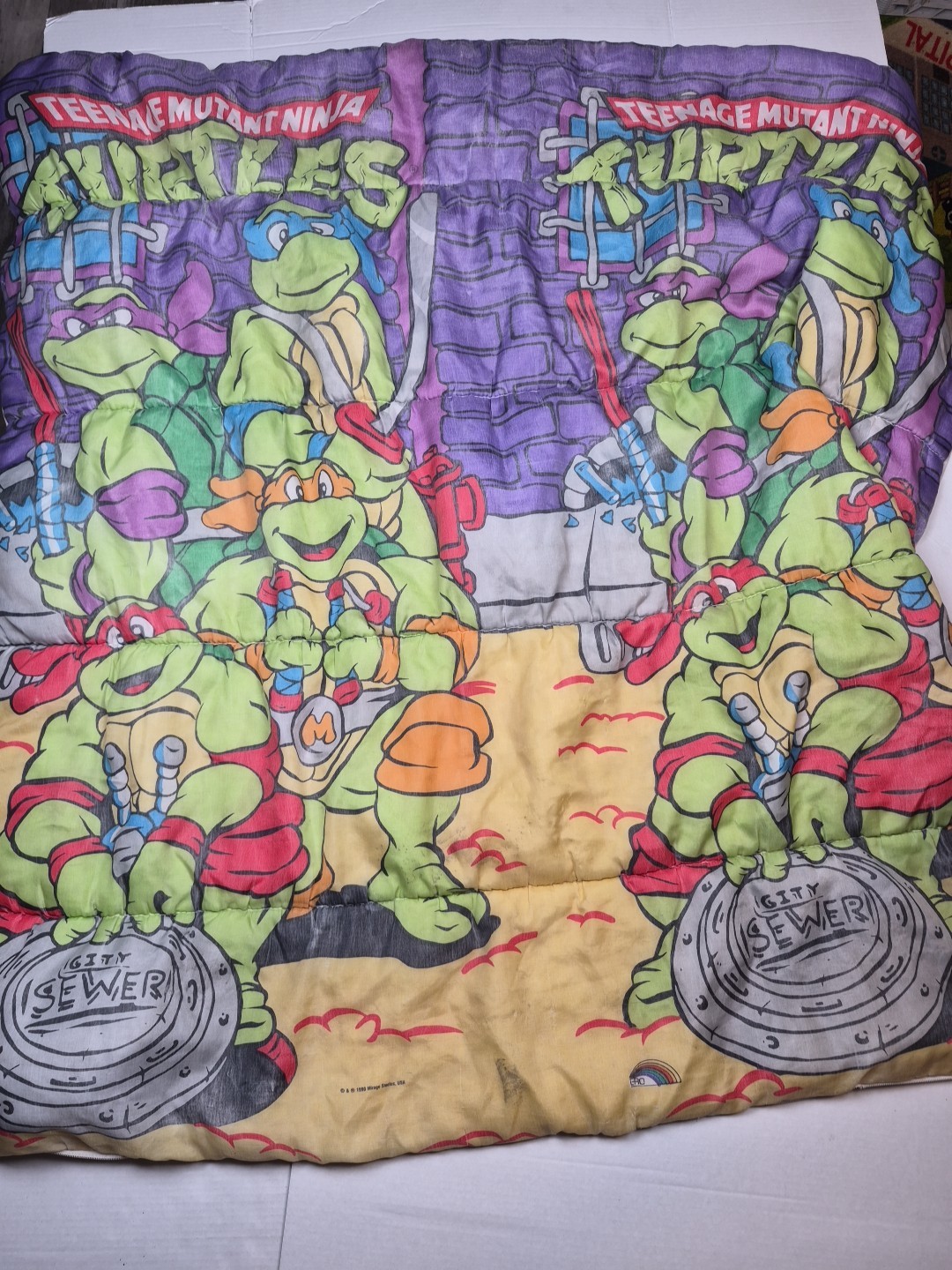 Vintage 1990 Teenage Mutant Ninja Turtles Youth Kids Sleeping Bag TMNT NO ZIPPER