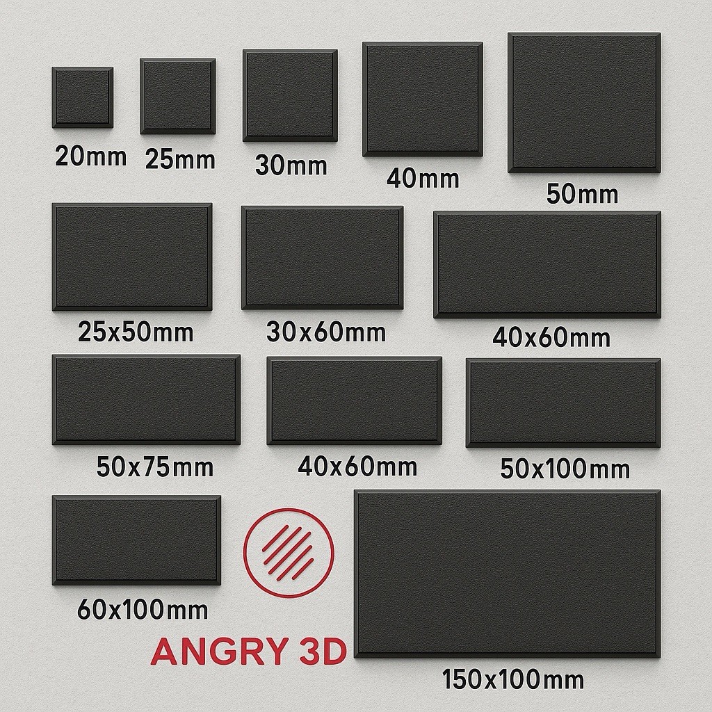 Miniature Square Bases -Warhammer 40k ,DND, ADLG, DBA Miniatures! Various Sizes!