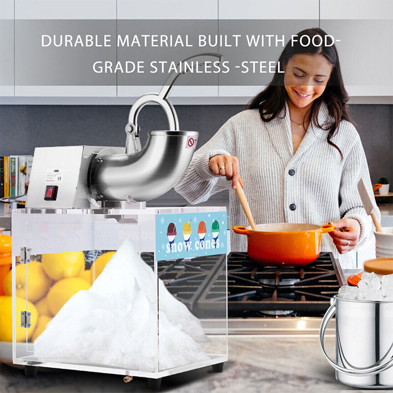 440lbs/h Electric Snow Cone Machine Ice Shaver Maker Shaving Crusher Dual Blades