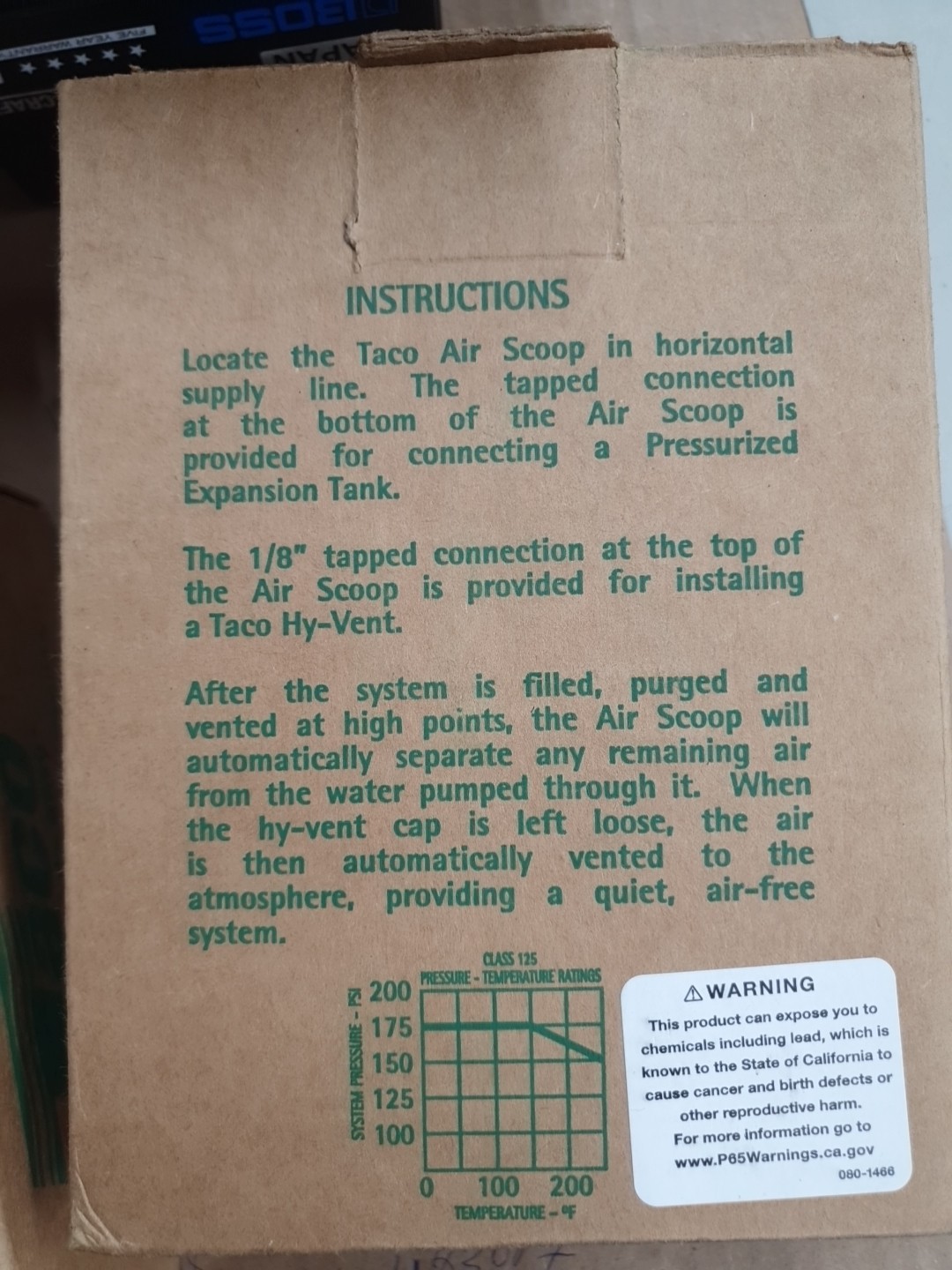 TACO - Cast Iron Air Scoop Class 125 431-6 Size 1" Brand New