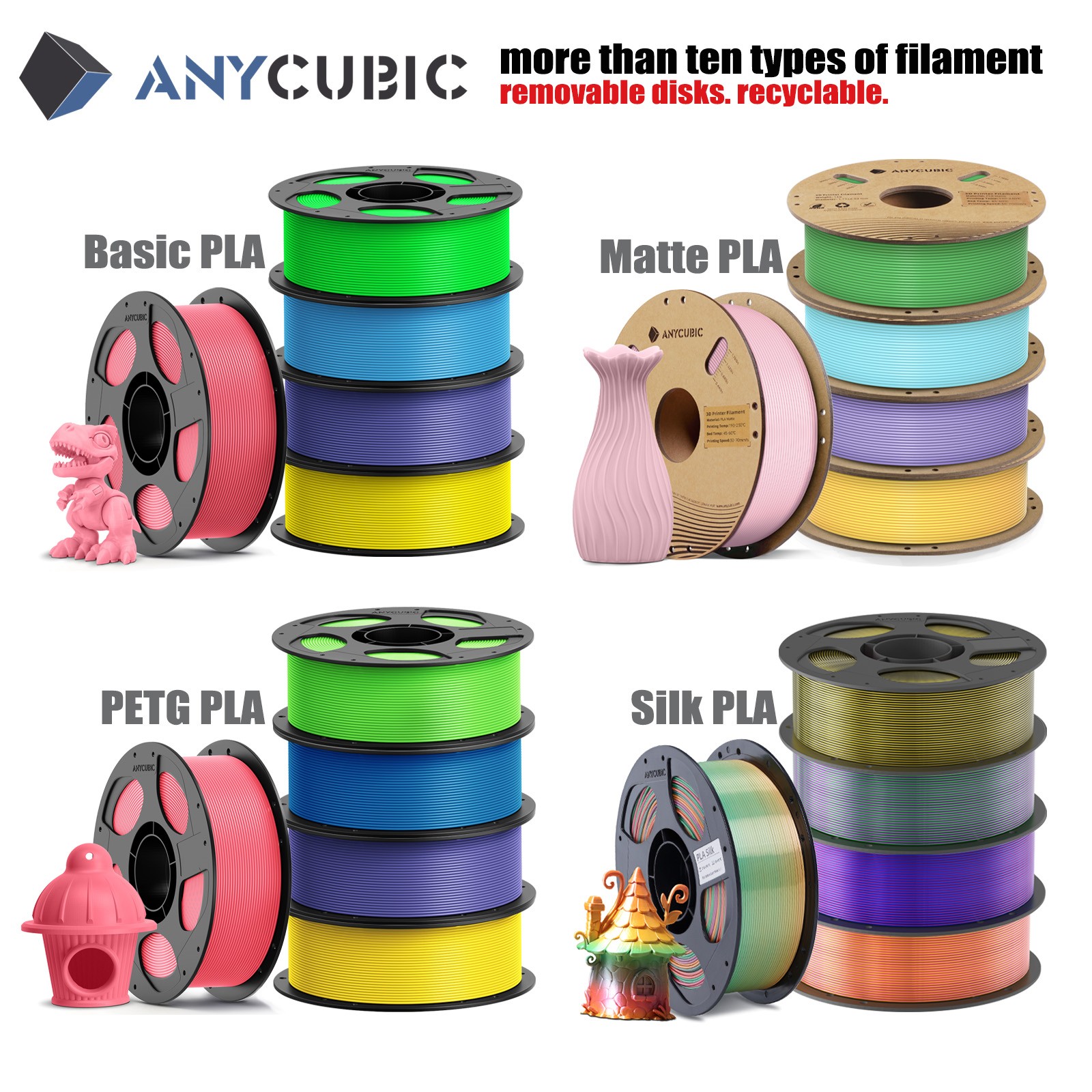 [Buy 2 Get 1 free] ANYCUBIC PLA+/ PETG/ Silk/ Matte/ ABS / TPU 3D Filament Lot
