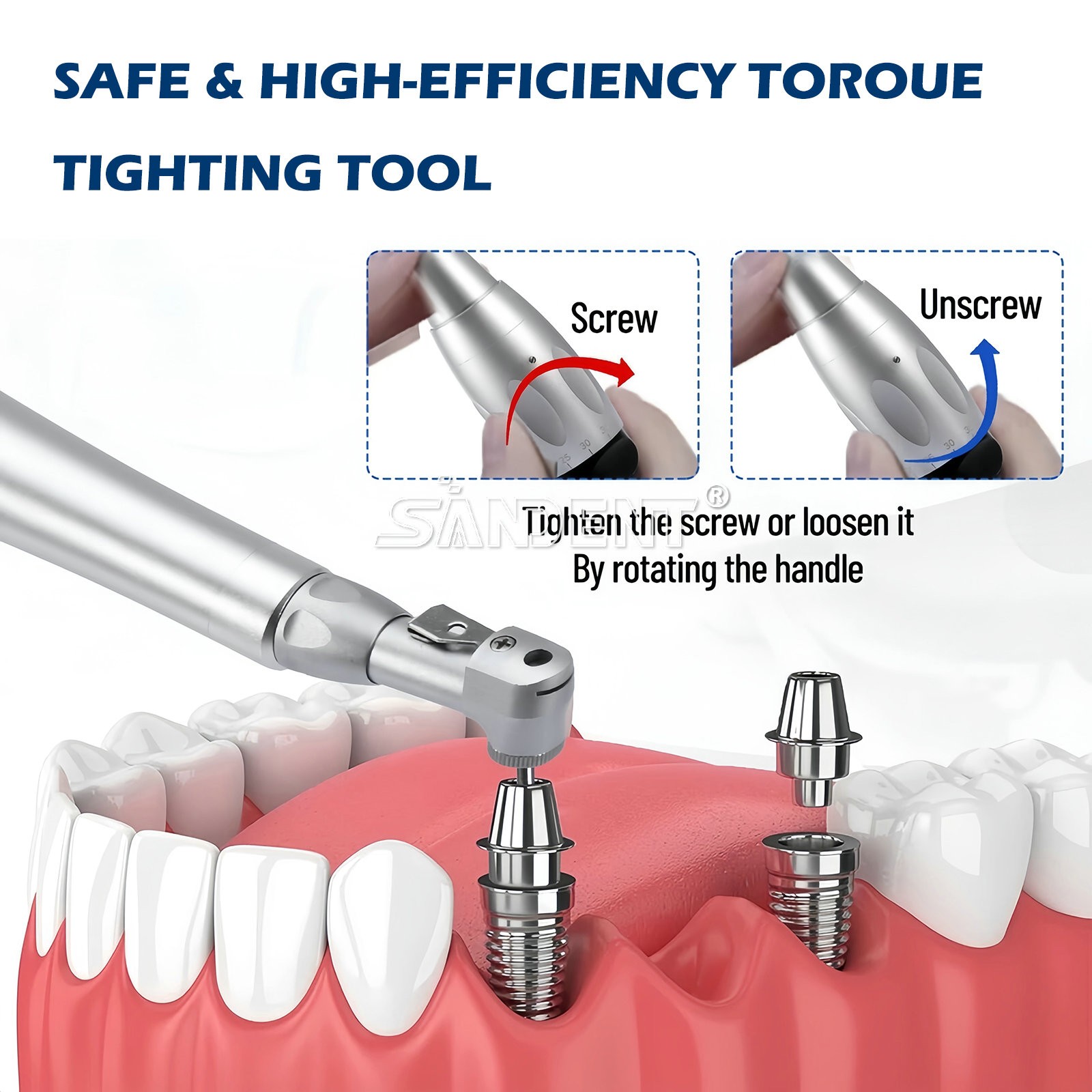 Dental Torque Wrench Universal Implant Kit Wrench Contra Angle & 16 Drivers USA
