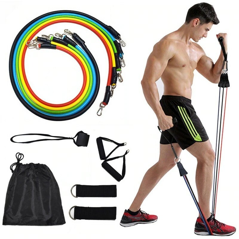 11 PCS Resistance Bands Portable Set, with Door Anchor, For Home Work out !
