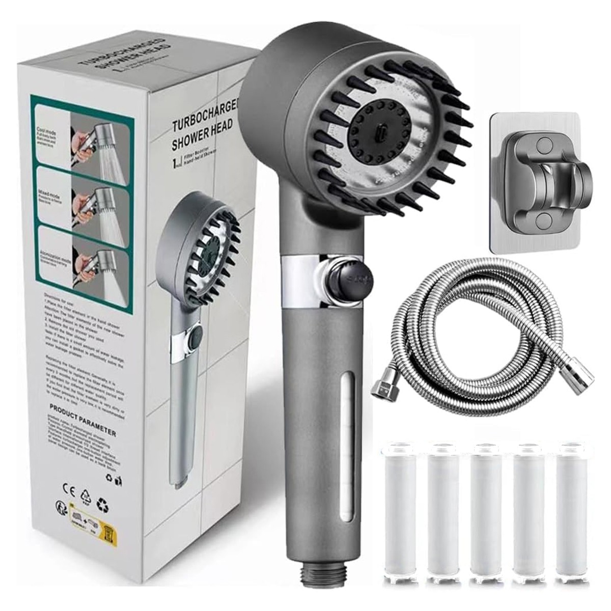 High Pressure Shower Head with Handheld Spray Combo, Rain ShowerHead with Filter