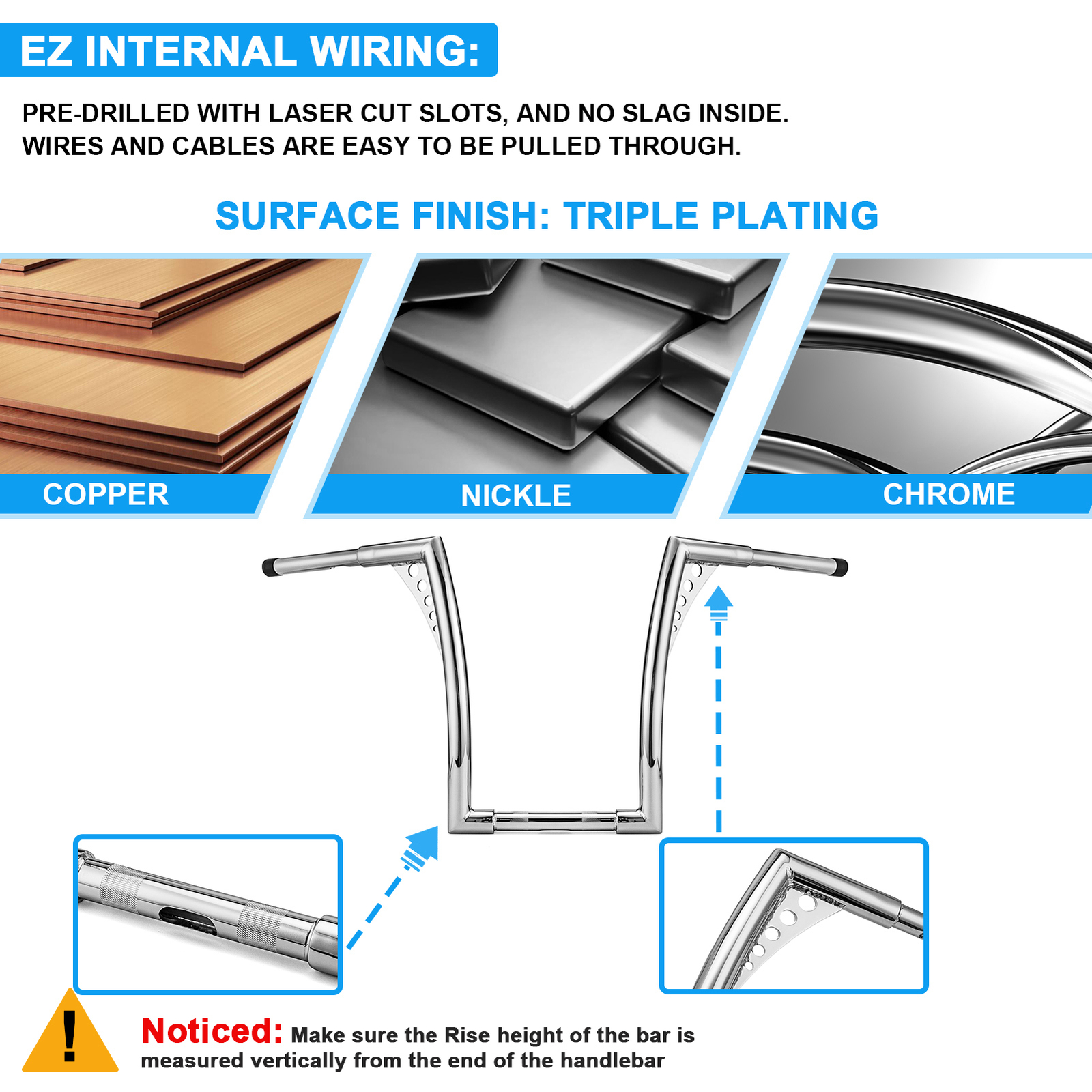 10" 12" 14" 16" Rise Ape Hangers Handlebars For Harley Softail Dyna Sportster XL