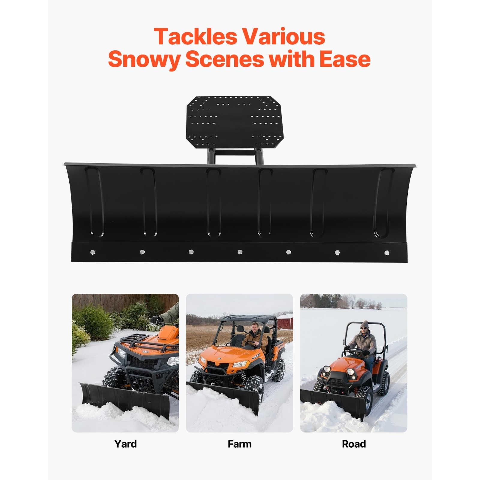 Uimoso Universal UTV ATV Snow Plow Blade Kit 48" 60" 43" / 60" / 72" Adjustable