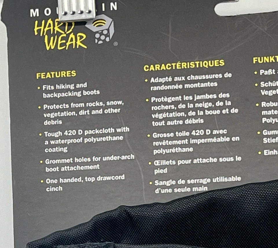 Mountain Hardware Nut Shell High Gaitors Mens Medium 6-9 Womens 9-12 New