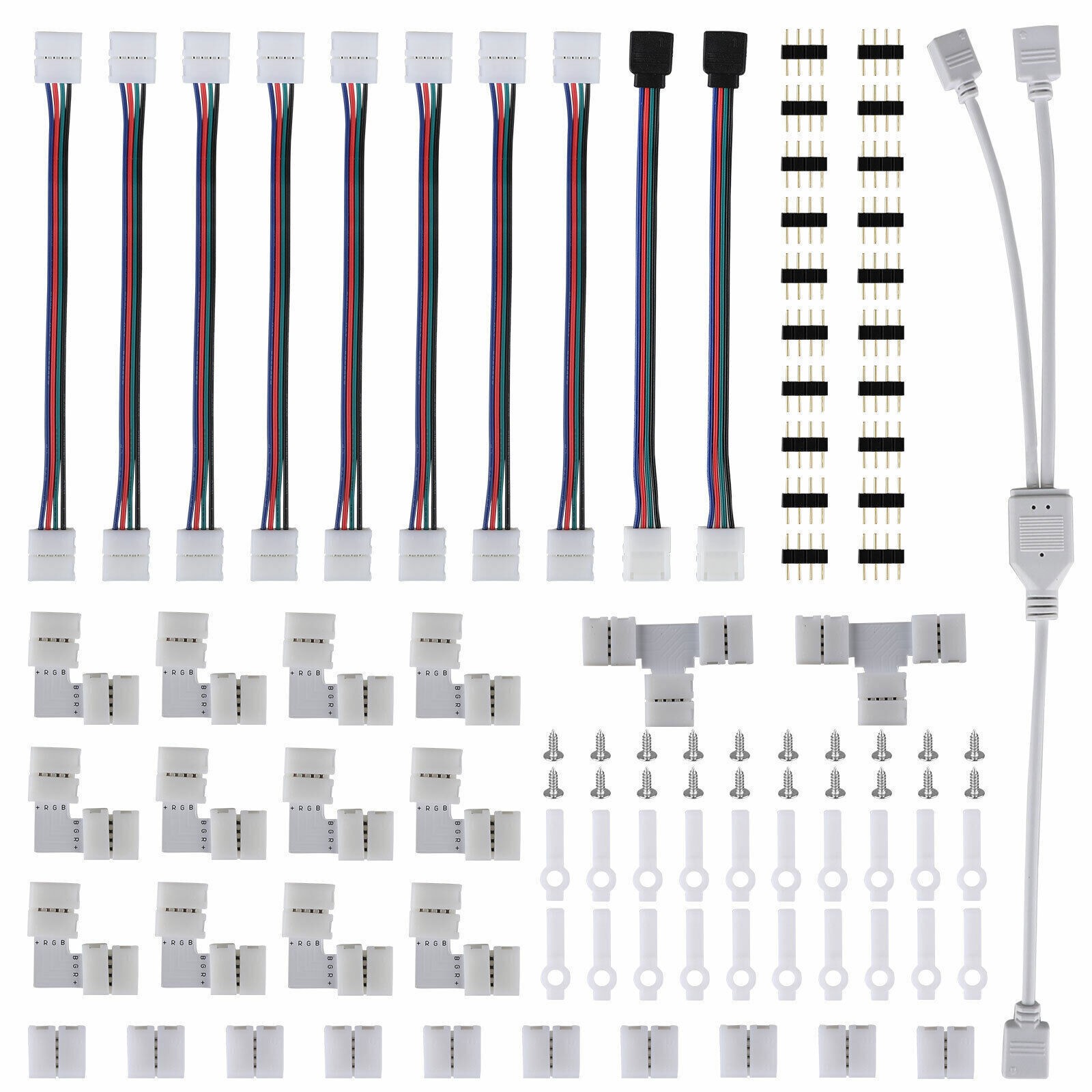 75Pcs 4Pin RGB 5050 LED Connector for LED Strip Light Connectors Accessories Kit