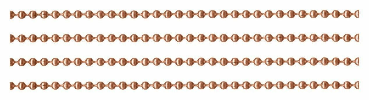 25 Feet 2.4mm #3 Pure COPPER BALL CHAIN on spool + 25 Connectors ! Made in USA