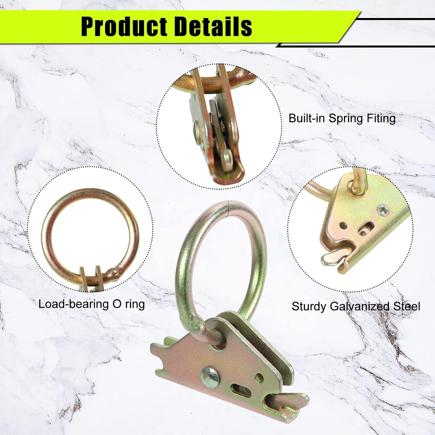 10 Pack Steel E-Track O-Ring Tie-Down Anchors for Trailer Tie Down System