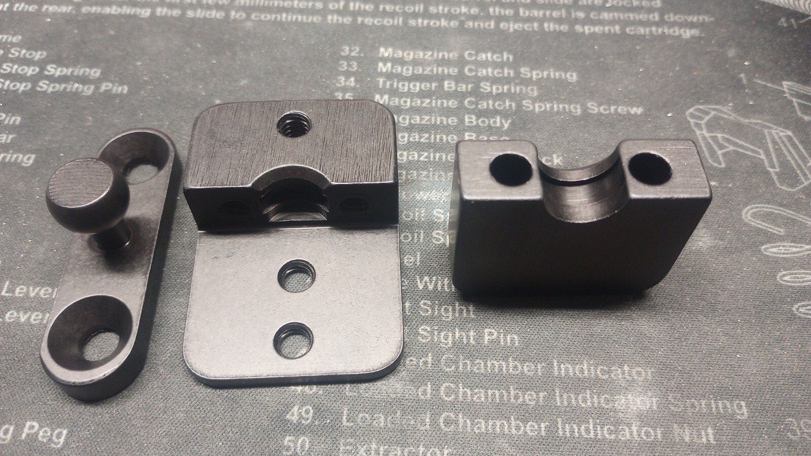 Rotation Offset Ball Mount by Lee Holster Hangers-Raw, Black and Blue Anodized