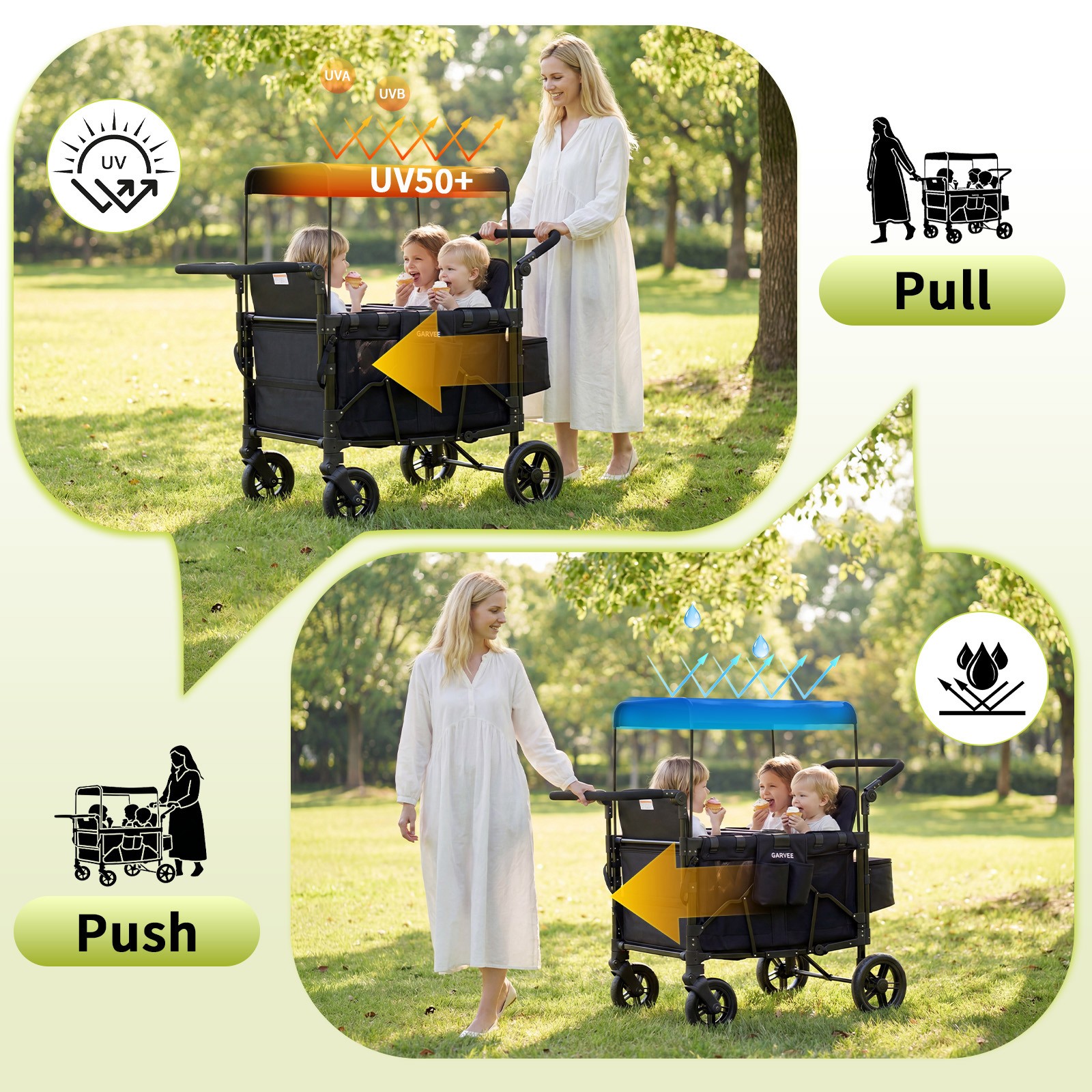 4 Seater All-Terrain Wagon Stroller Premium Wagon Stroller with Safety Harness