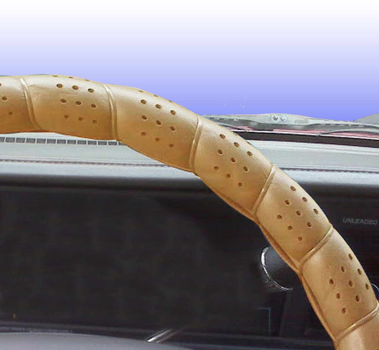 Beige Medium Classic Grip Synthetic Leather Old School Wrap Steering Wheel Cover