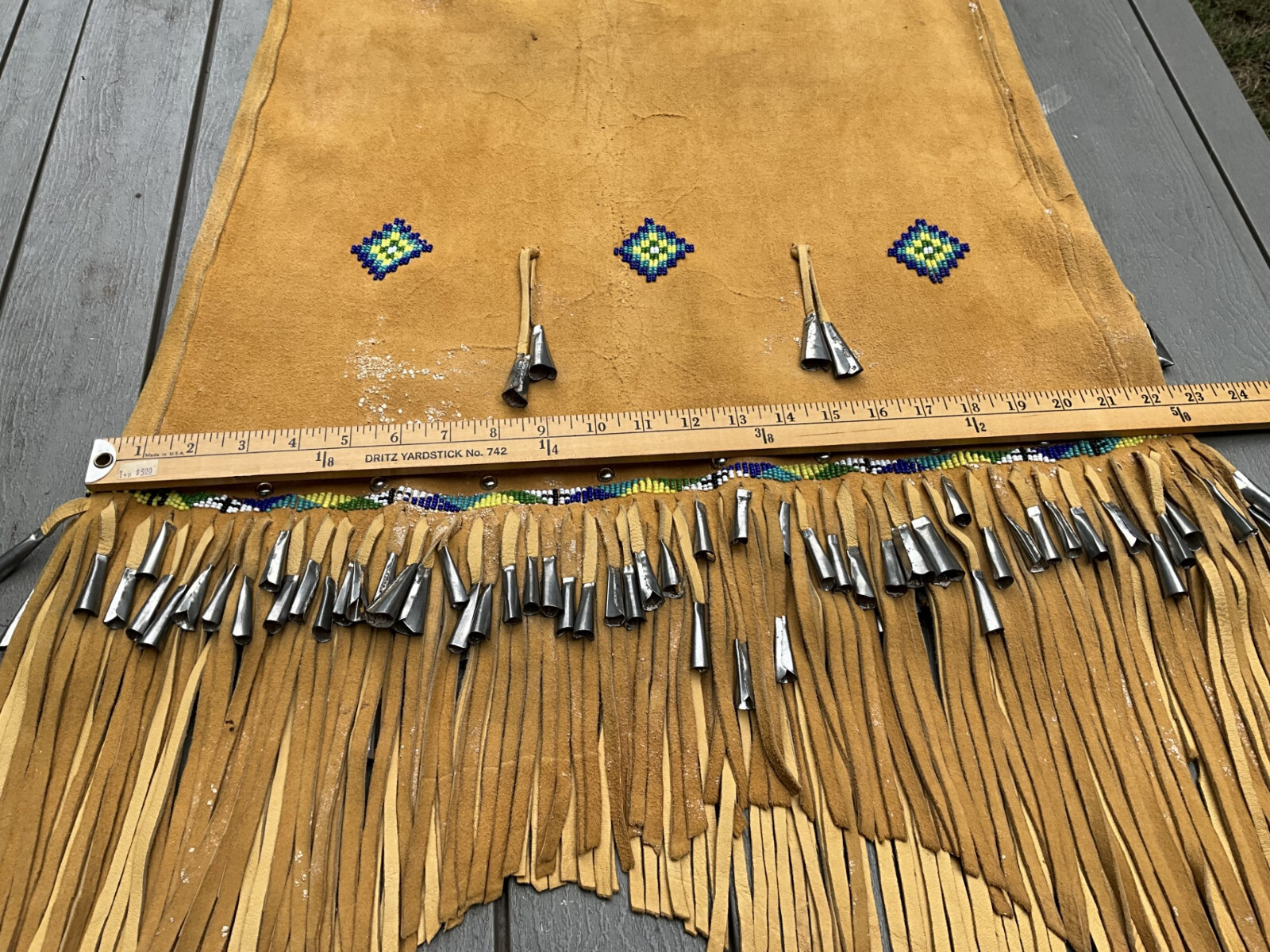 Vintage? Native American Apache Beaded Leather Dress With Tin Cones # 2