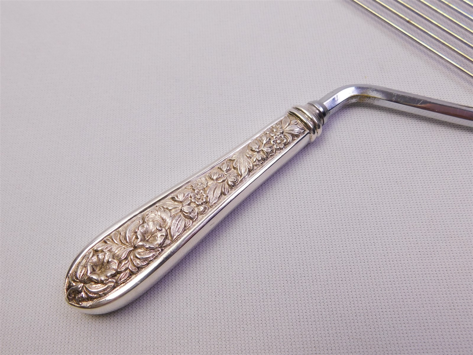 Vtg S. Kirk & Son Stieff Rose Sterling Silver Handles Cake Serving Set