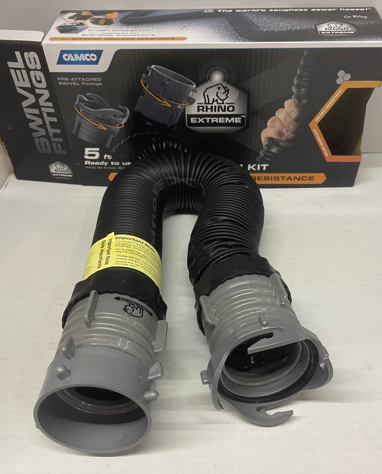 Camco RhinoEXTREME 5' Sewer Hose Extension with Pre-Attached Swivel Fittings