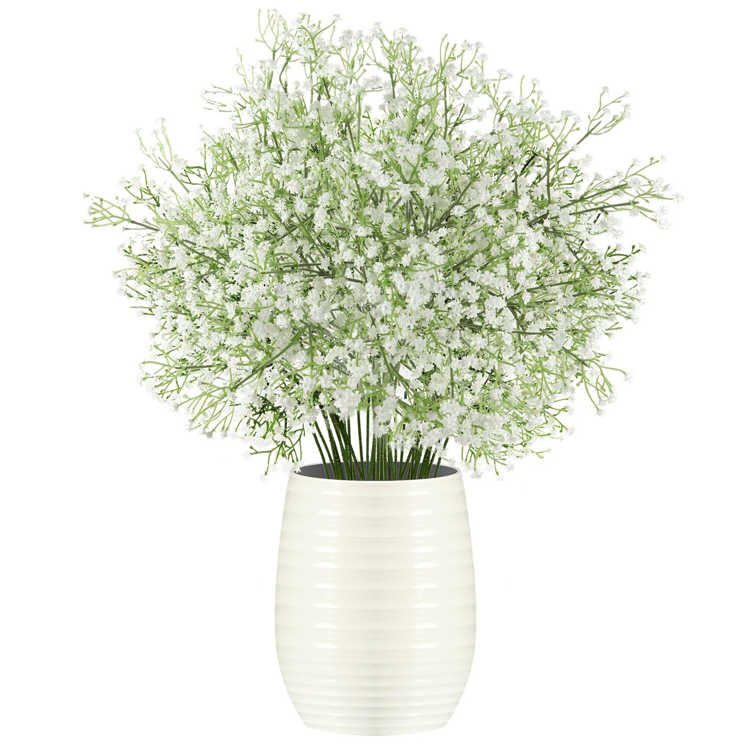 EZFLOWERY 12 Pcs Artificial Baby Breath Flowers, Gypsophila Real Touch, White