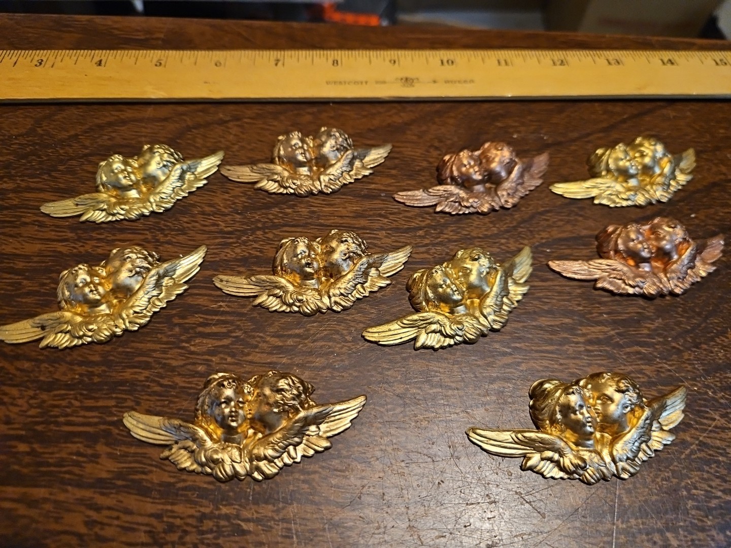 Lot Of 10 Cherub Head Busts France Vintage 60s Brass Stampings Findings Jewelry