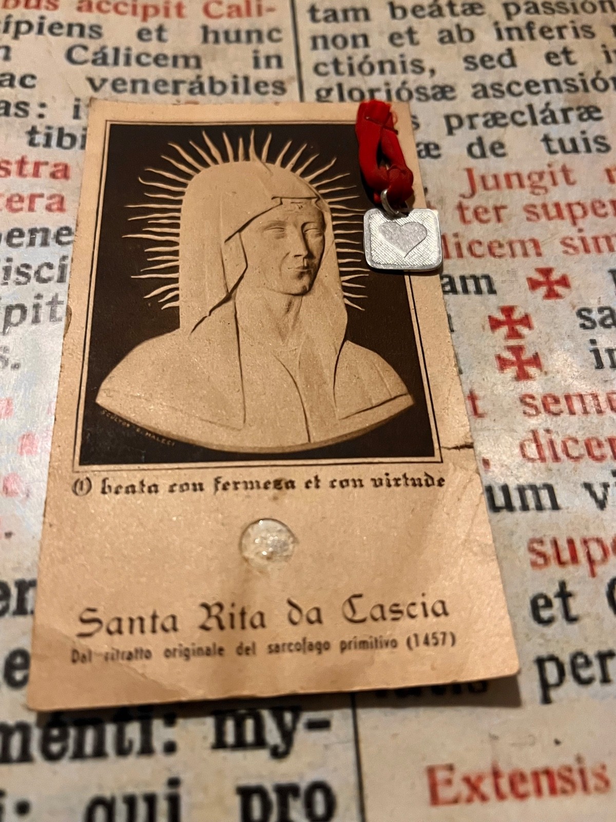 RARE SPECIAL RELIC / EX-VOTO S. Rita : stunning with Sterling Silver heart !!!