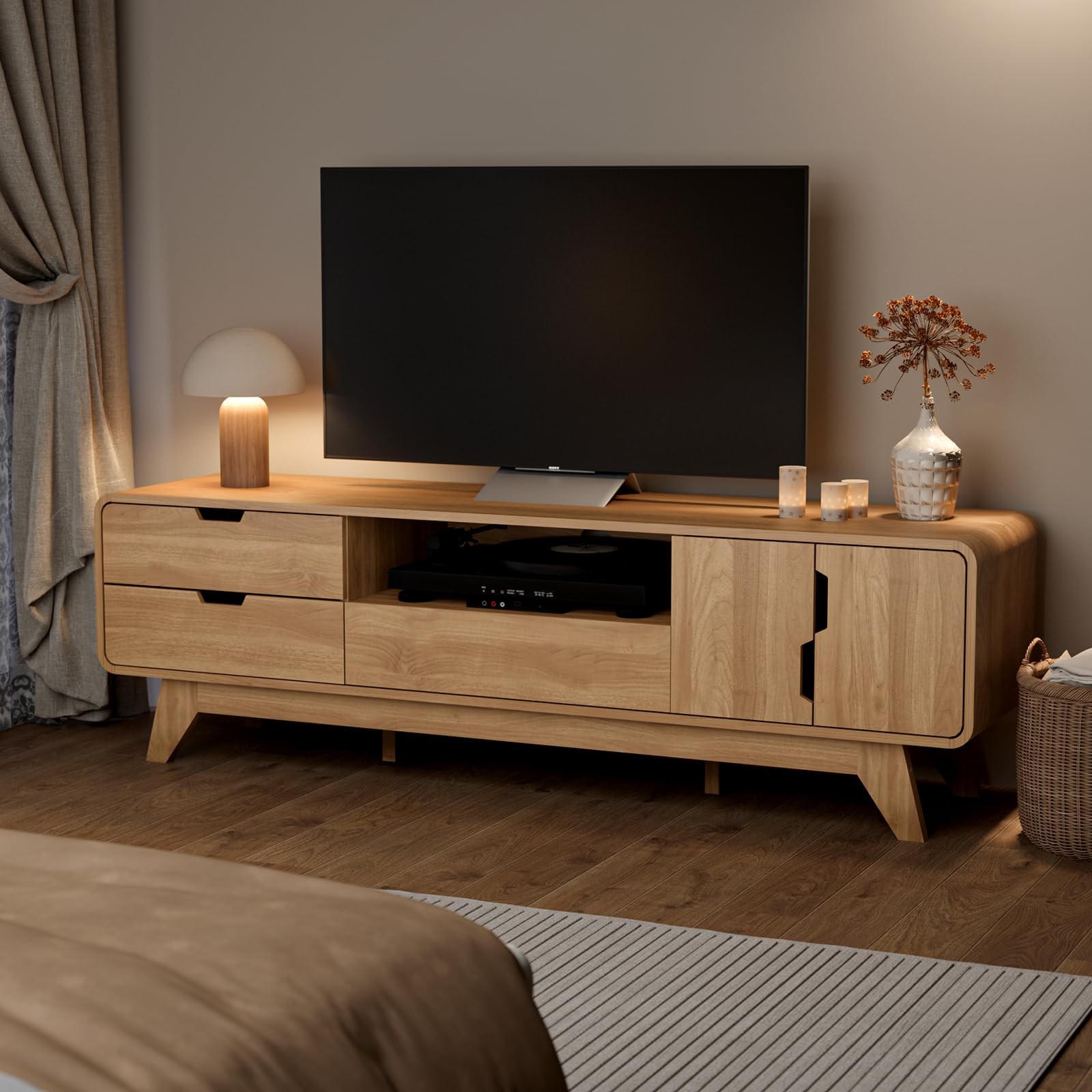 63" TV Stand, Mid Century Modern TV Stands for TVs up to 70 inch