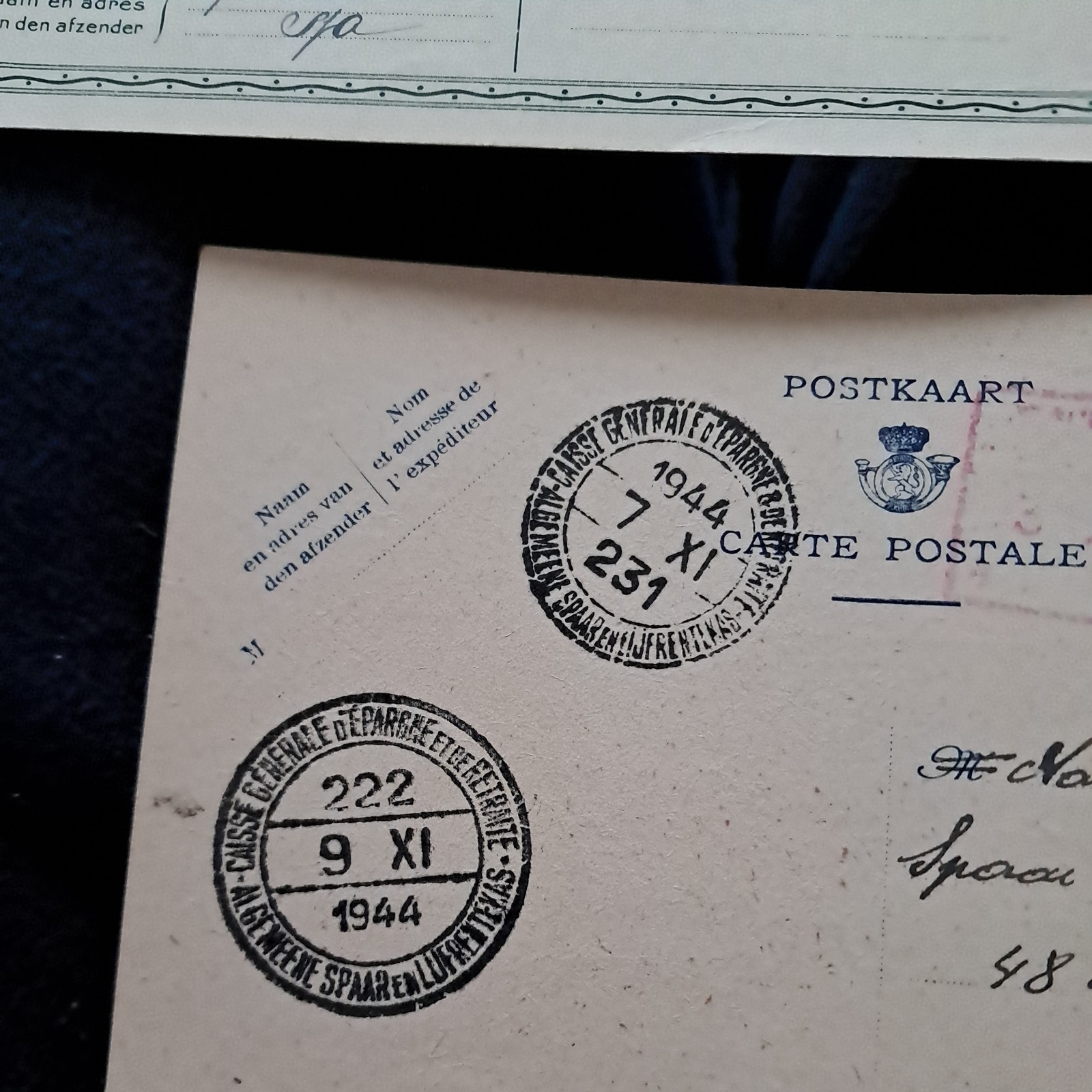 2 x BELGIUM 1930, 1944, Used Postcards